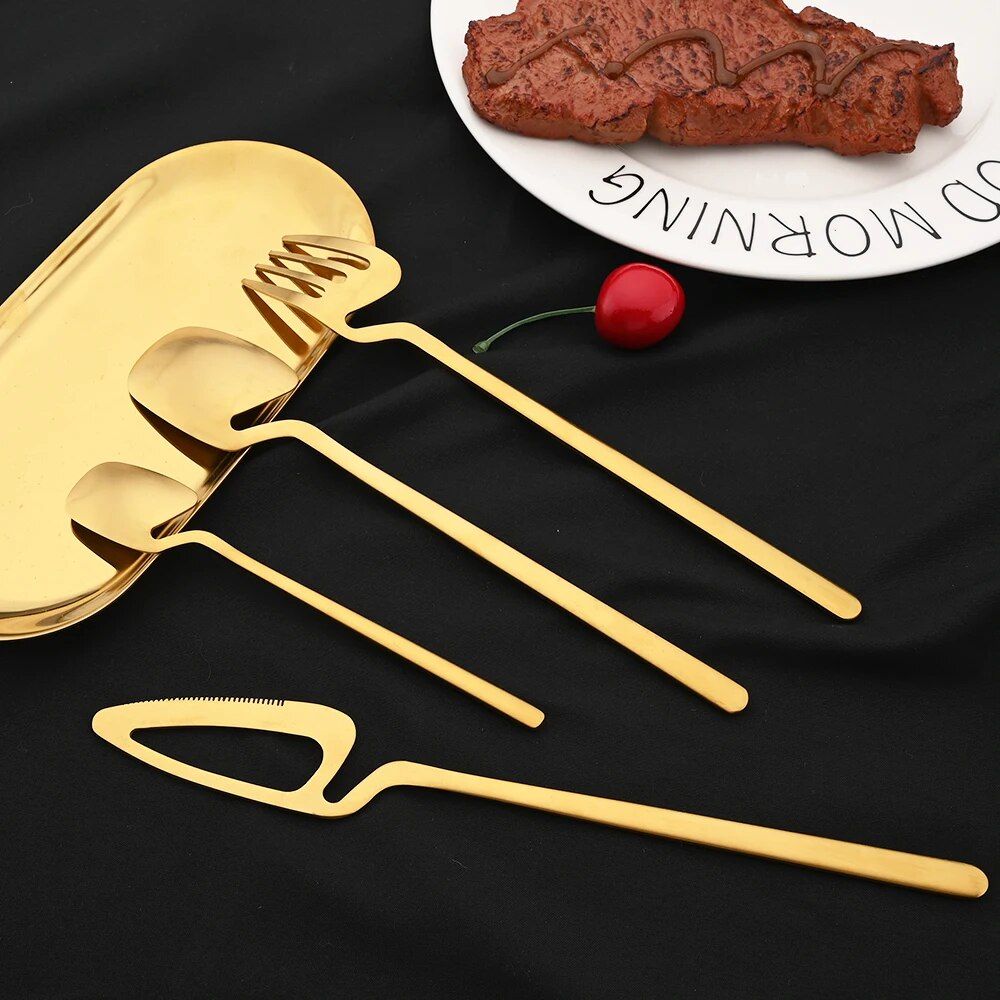 Elegant Matte Gold Stainless Steel Cutlery Set