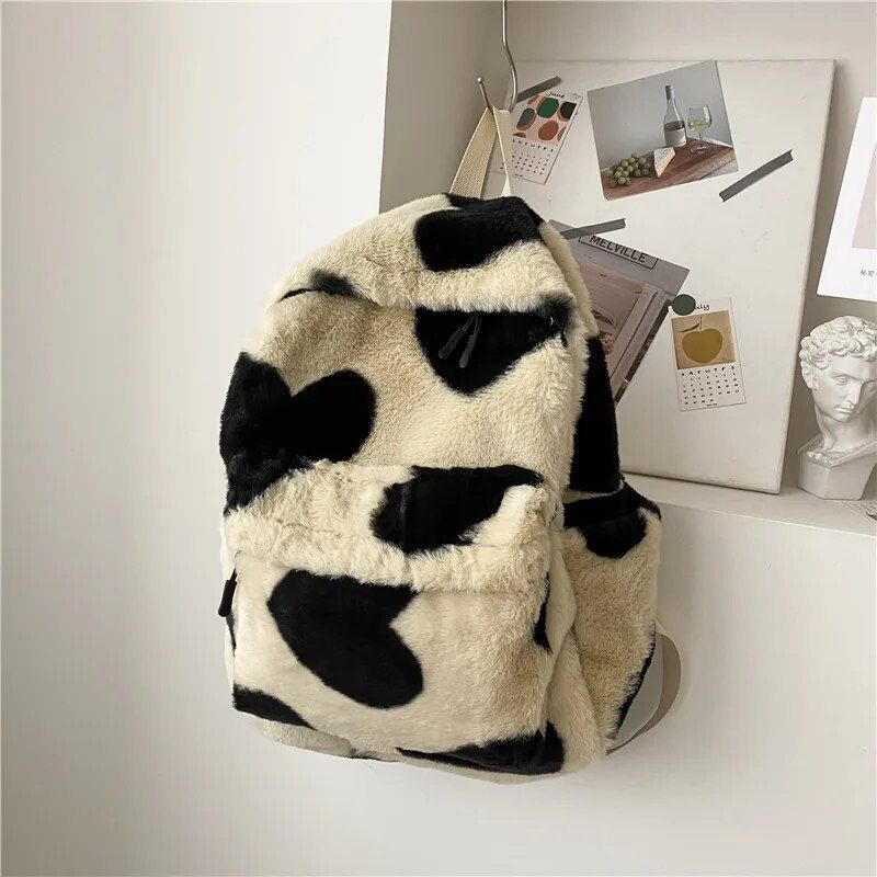 Chic Heart Plush Backpack