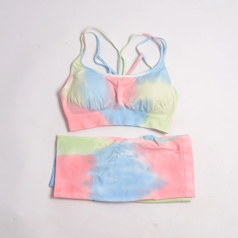 Tie-Dye Seamless Yoga & Gym Two-Piece Set for Women