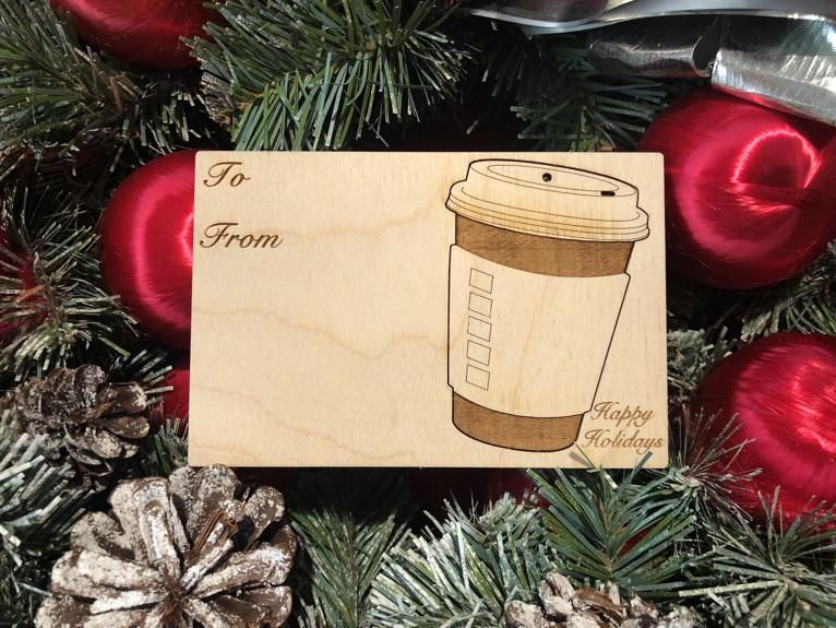 Coffee Cup Holiday Ornament Card #9010 | Red Sunflower