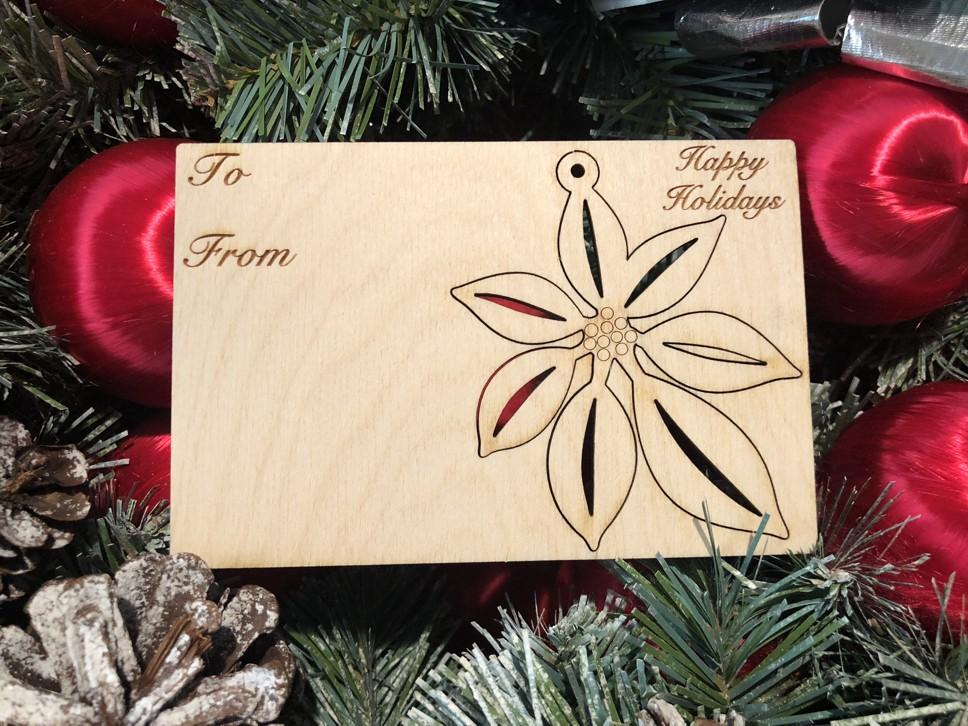 Poinsettia Holiday Ornament Card #9011 | Red Sunflower