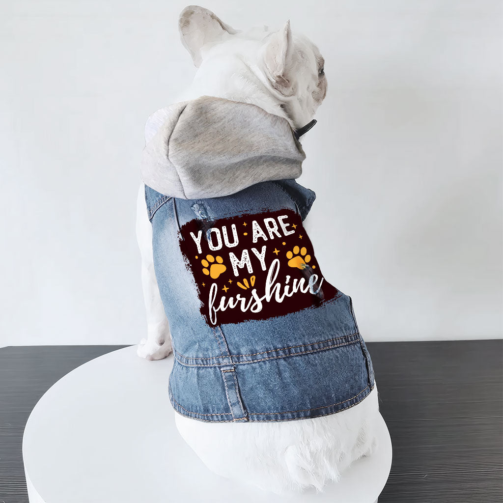 Cute Quote Dog Denim Jacket - Furshine Dog Denim Coat - Text Design Dog Clothing