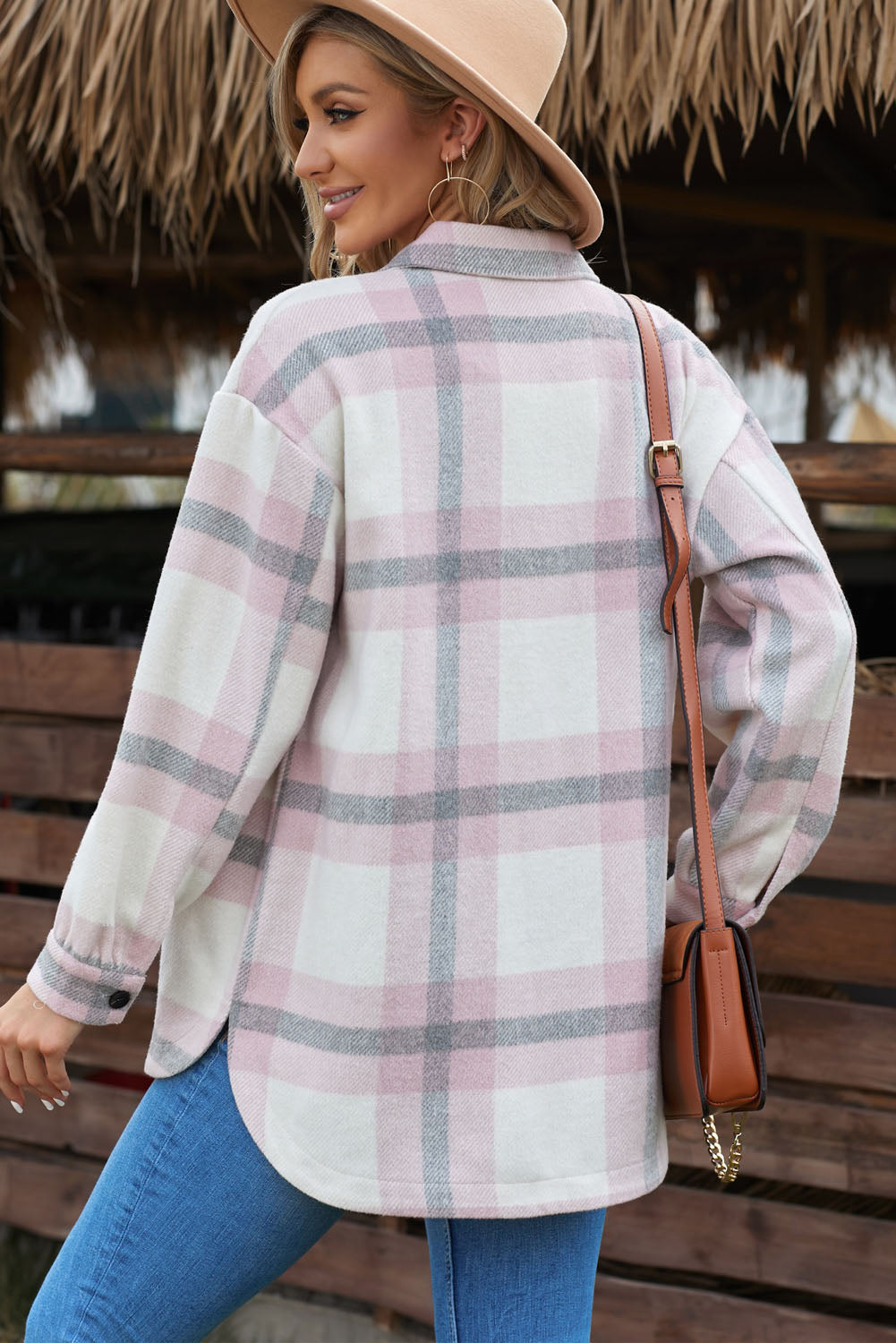 Plaid Dropped Shoulder Pocket Shacket (more color options)