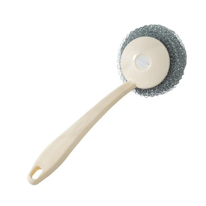 Multi-Purpose Stainless Steel Cleaning Brush with Long Handle