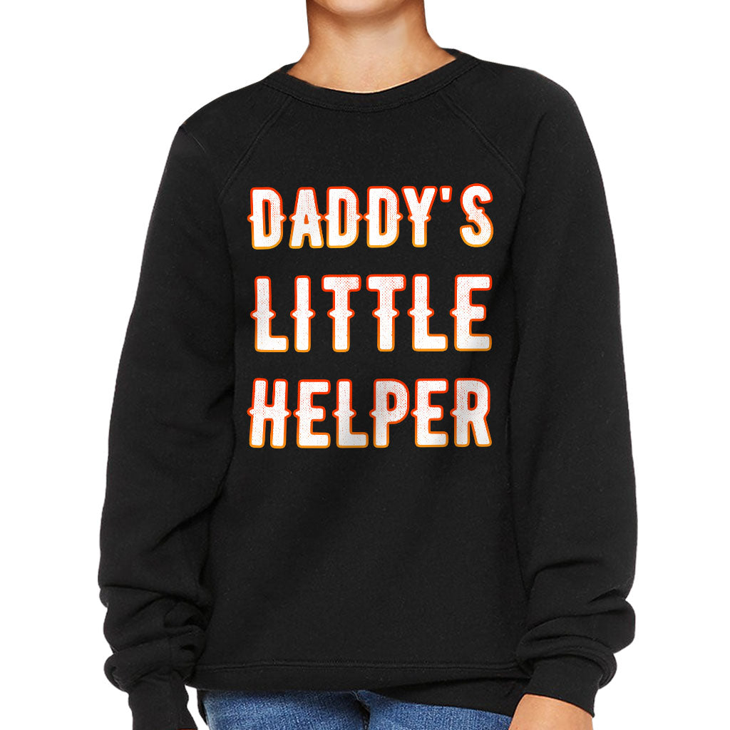 Daddy's Little Helper Kids' Raglan Sweatshirt - Cute Sponge Fleece Sweatshirt - Printed Sweatshirt