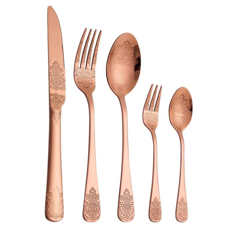 Elegant 5-Piece Golden Stainless Steel Cutlery Set