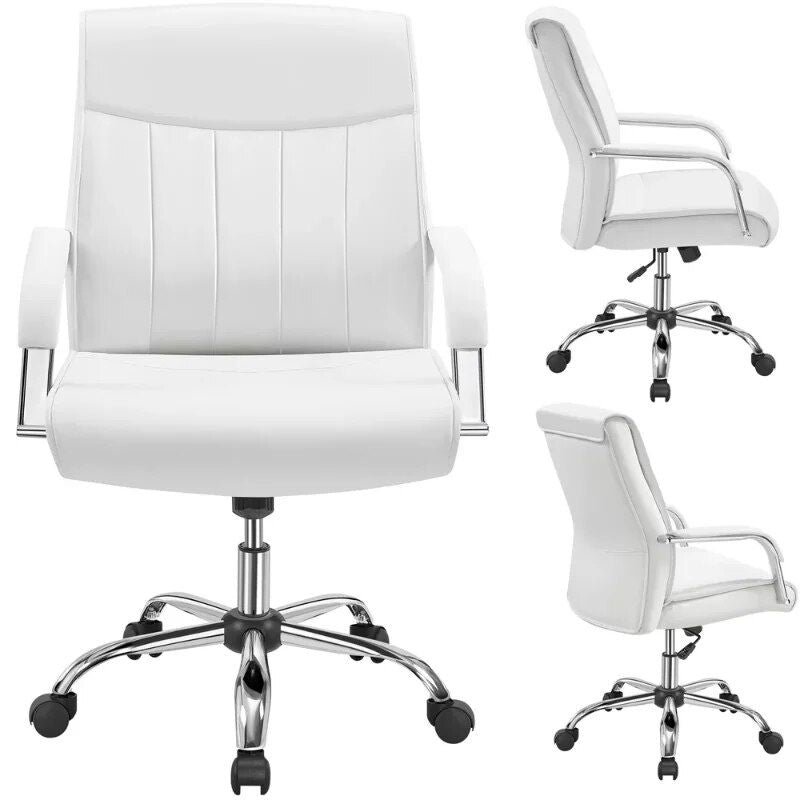 Deluxe 22.5" Executive Office Chair - Adjustable & Swivel, High-Back Faux Leather, 300 Lbs Capacity