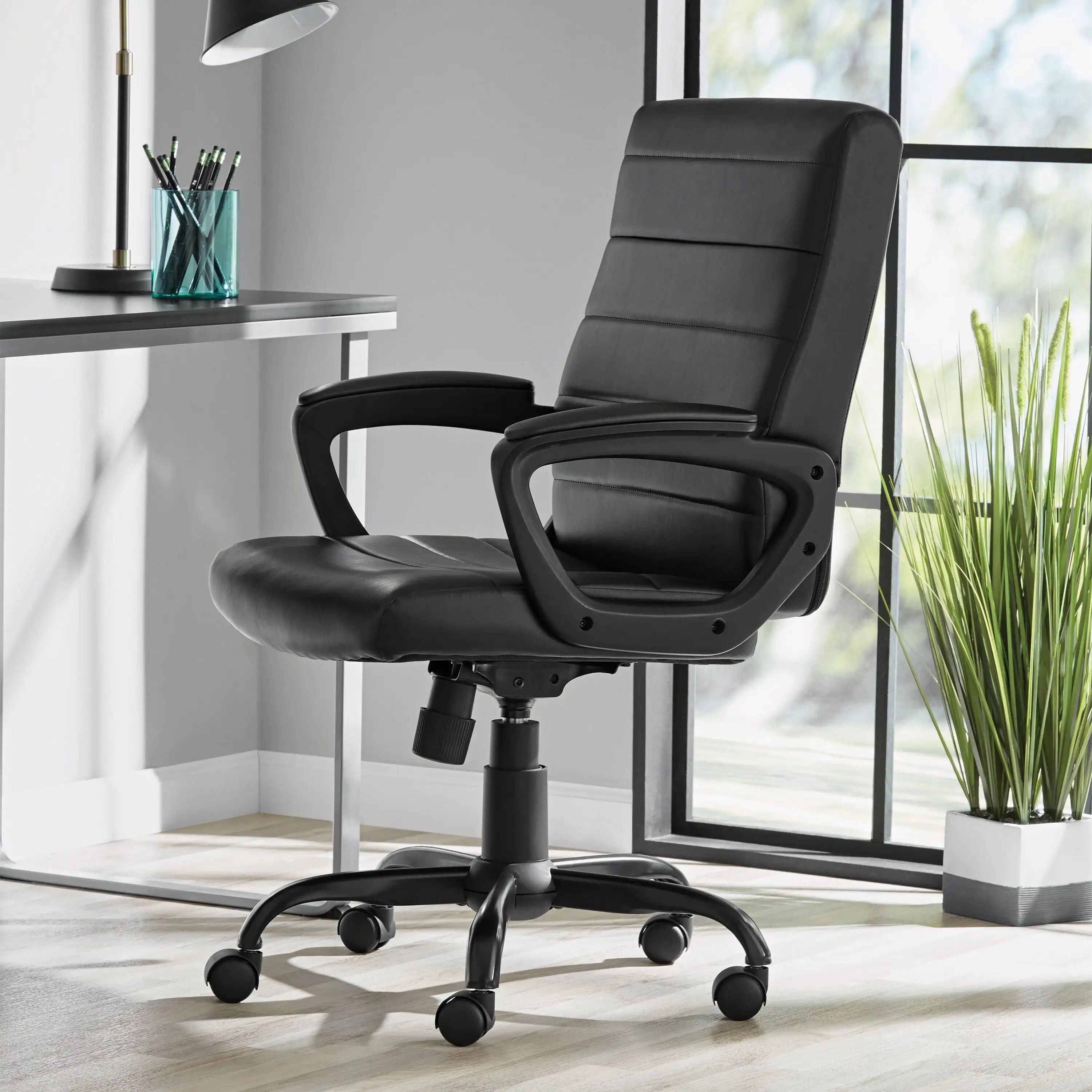 ComfortMax Mid-Back Leather Office Chair - Ergonomic & Adjustable