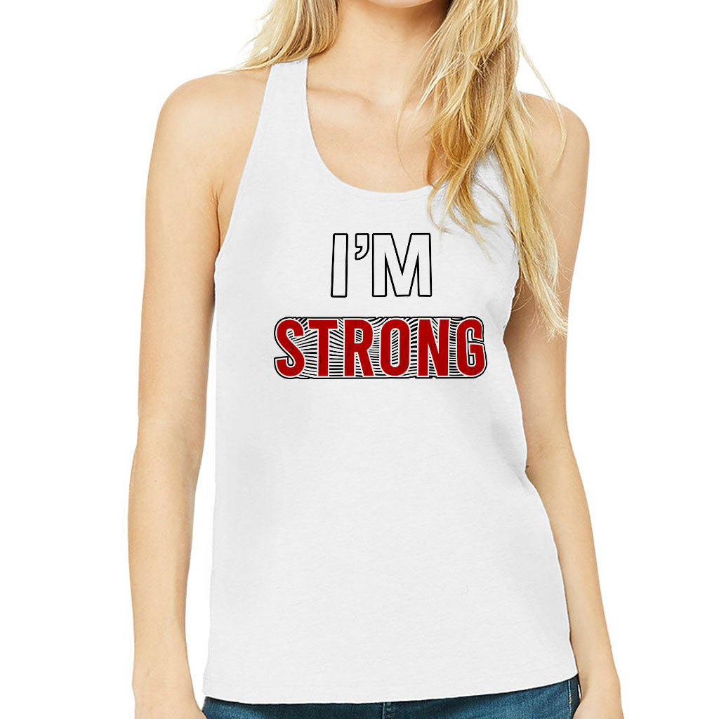 Strong Women's Racerback Tank - Cool Tank Top - Printed Workout Tank