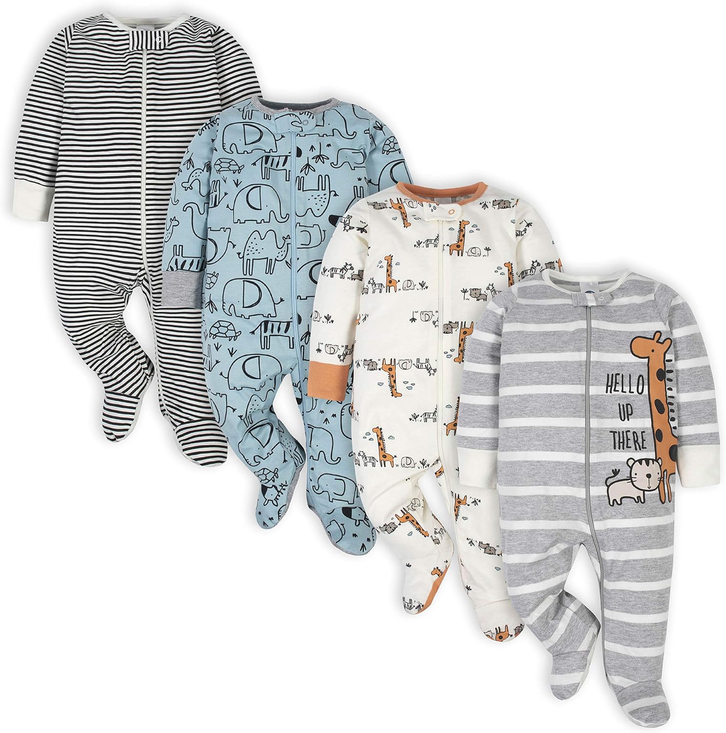 Gerber Baby Boys' 4 Pack Sleep 'N Play Footie, Jungle Blue, 0-3 Months