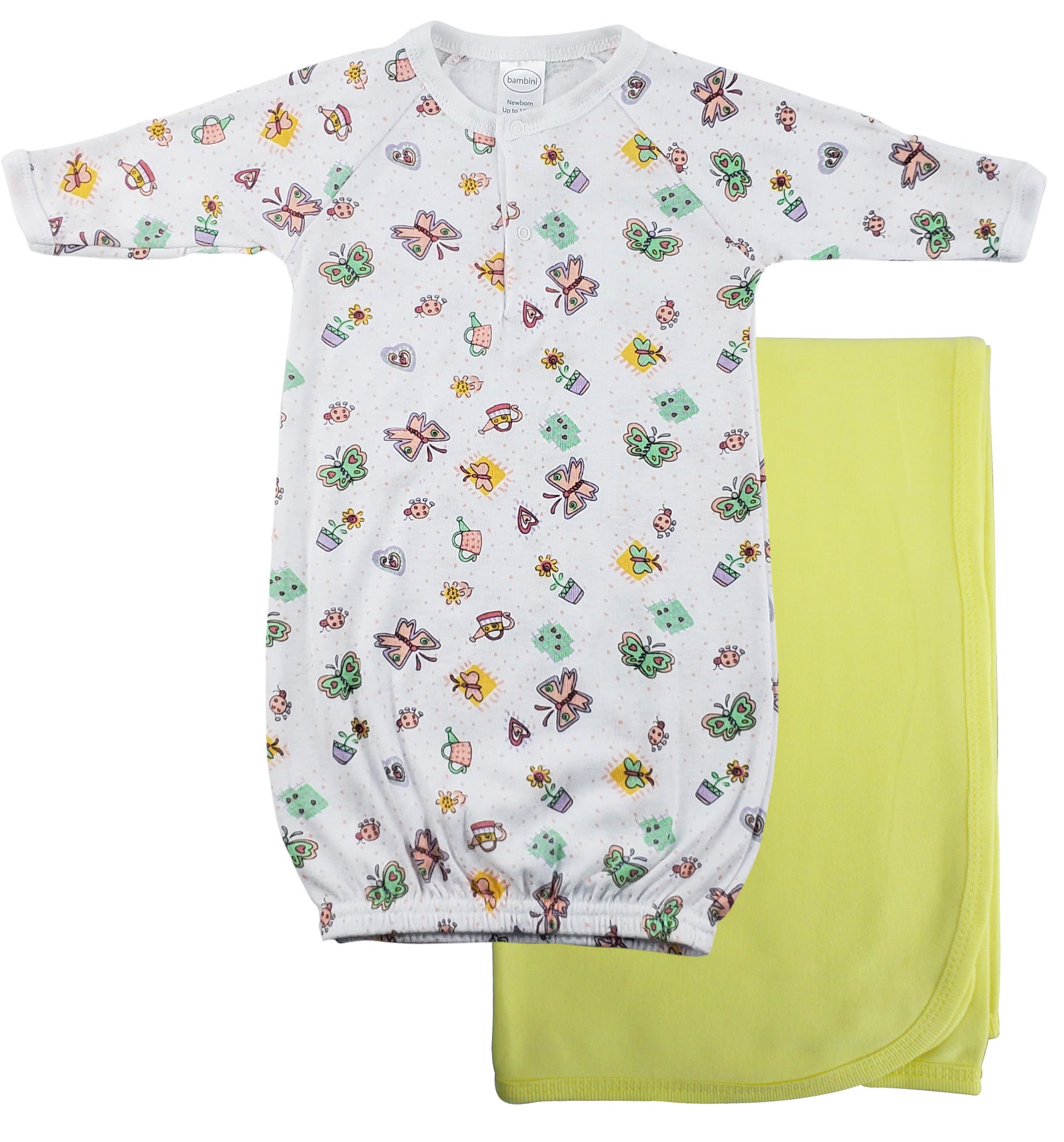 Bambini Print Infant Gown and Recieving Blanket