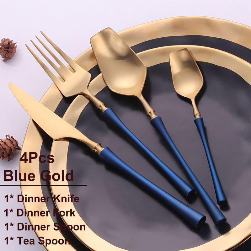 Elegant 24-Piece Gold Stainless Steel Cutlery Set