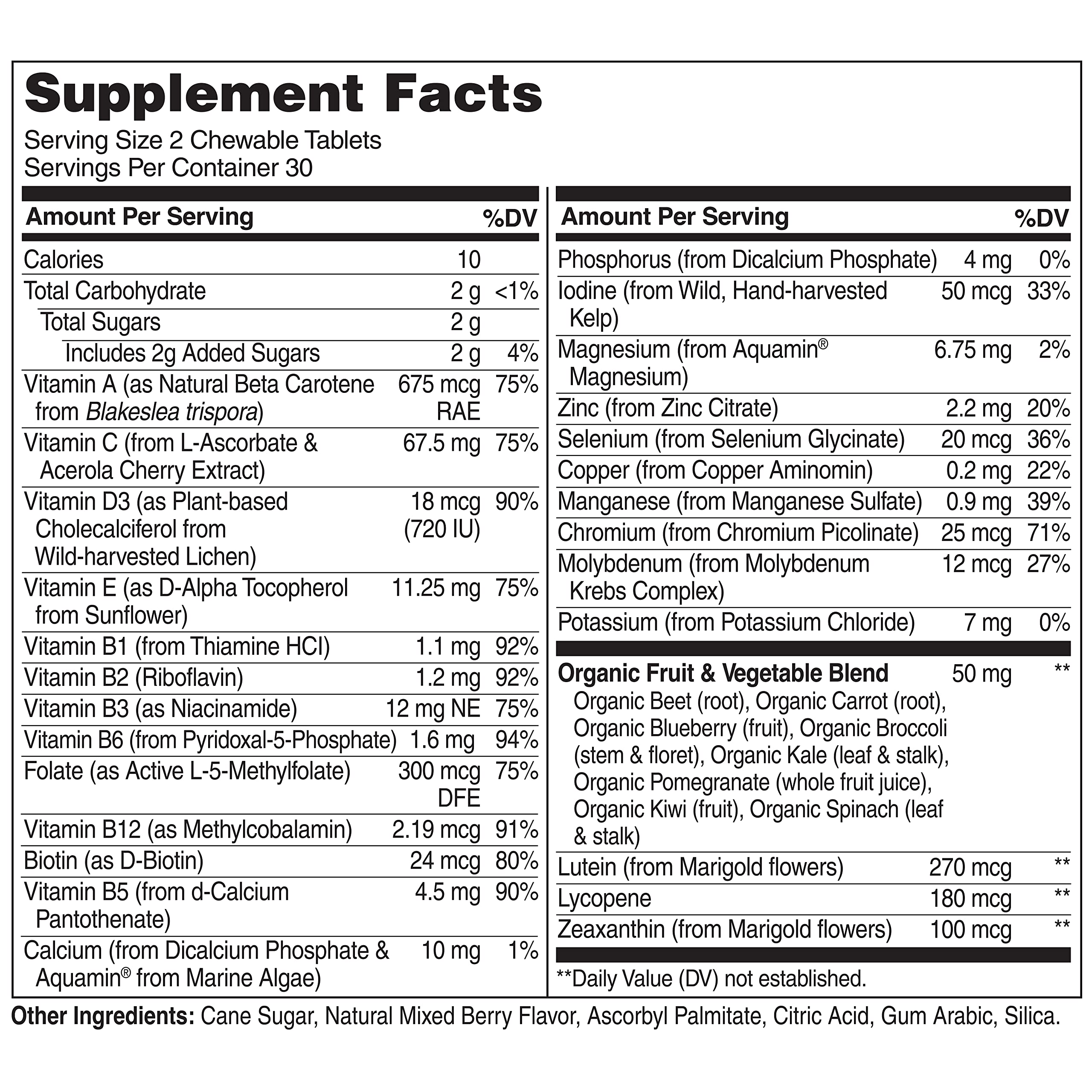 NATURELO Chewable Vitamin for Kids – Multivitamin with Whole Food Organic Fruit Blend - 60 Tablets for Children