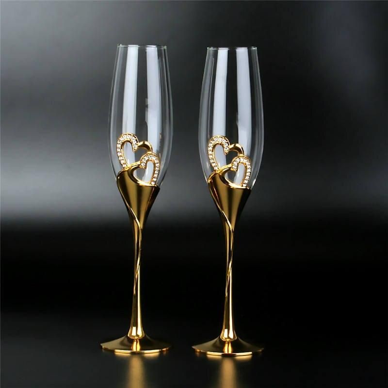 Elegant 200ml Gold Crystal Champagne Glasses - Perfect for Weddings and Celebrations