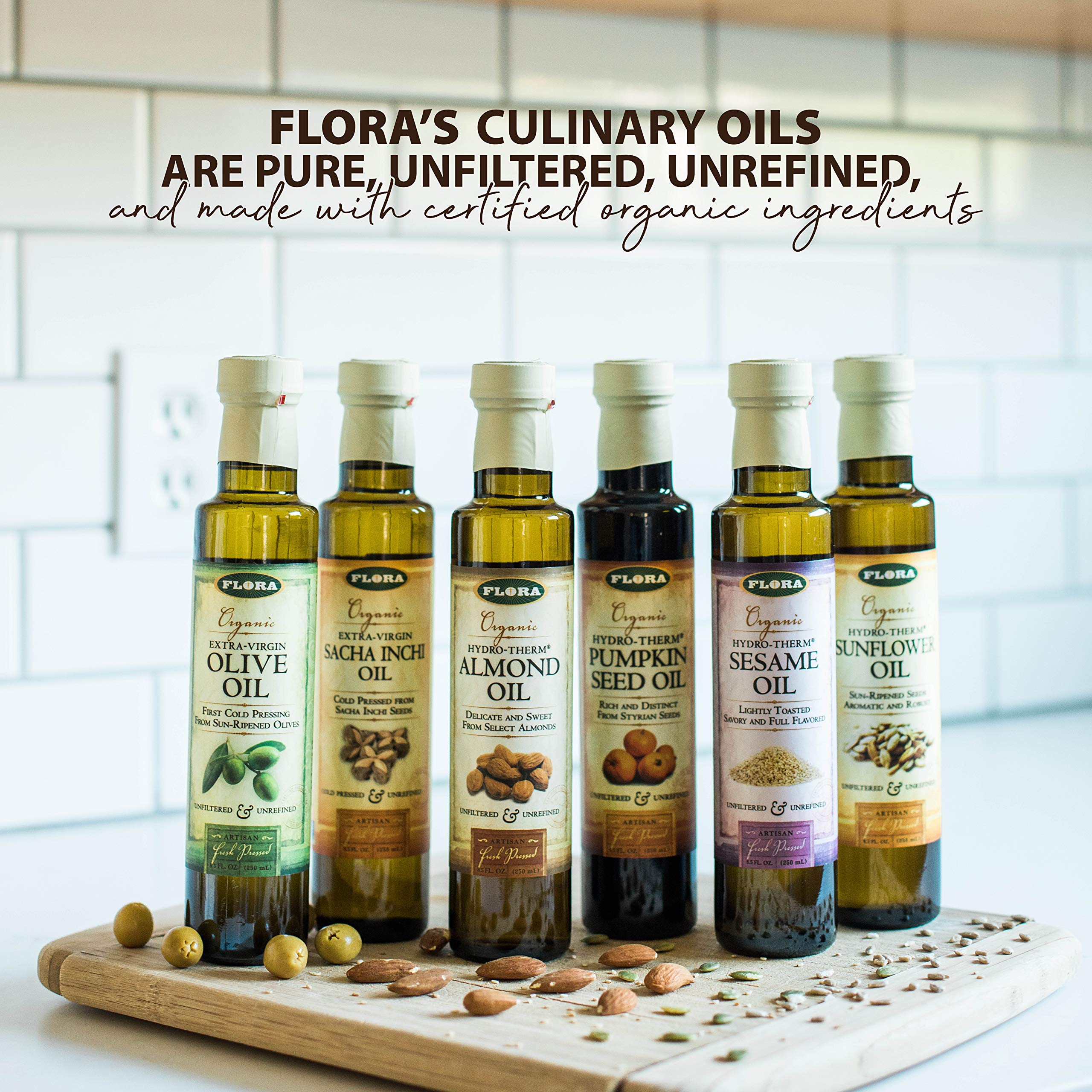 Flora - Extra Virgin Olive Oil, Hydro-Therm Extraction, Organic, 8.5 Fl Oz