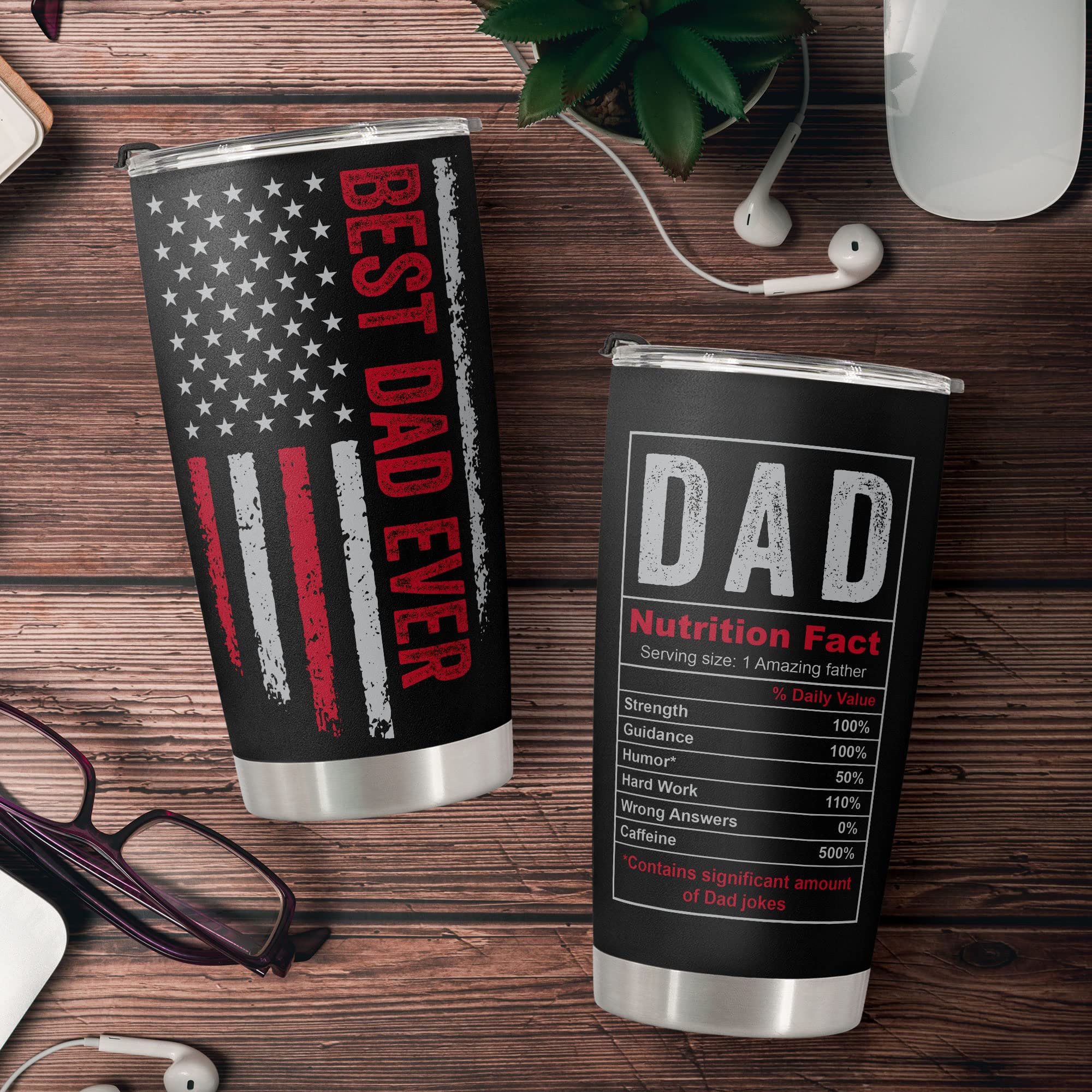 Macorner Fathers Day Gift For Dad - Stainless Steel American Flag Tumbler Cup 20oz - Birthday Gifts for Dad From Kids - Dad Gifts From Daughter Son Wife For Birthday Fathers Day