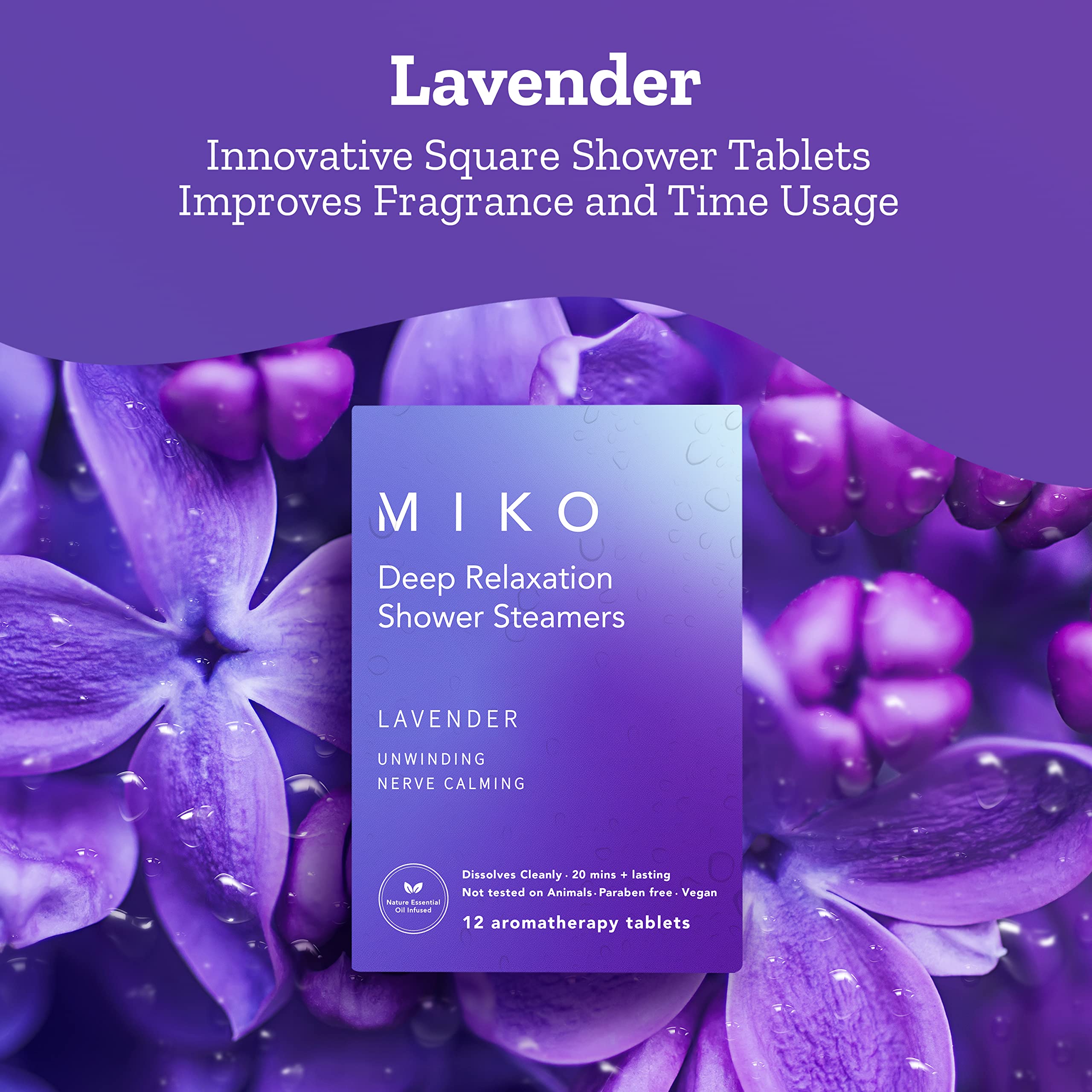 Miko Shower Steamers Aromatherapy for Women and Men, 12 Pack Long Lasting Essential Oil Infused Shower Bomb Aromatherapy for Stress Release and Relaxation, Mothers Day Gifts for Mom -Lavender