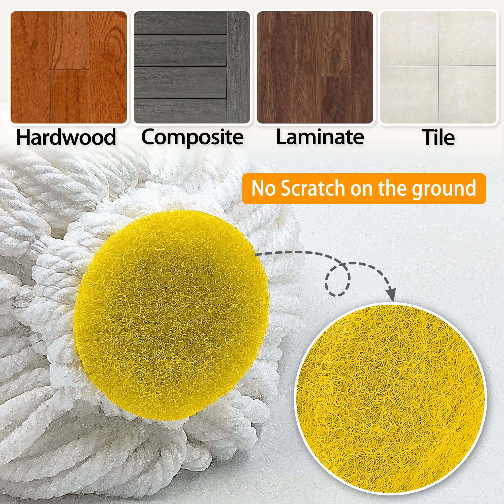 Self Wringing Mop with 2 Washable Heads, JEHONN Wet Mop for Floor Cleaning Heavy Duty, 51 Inch Long Handle Twist Mop for Hardwood Vinyl Tile Marble Laminate Home Office Kitchen (Yellow)