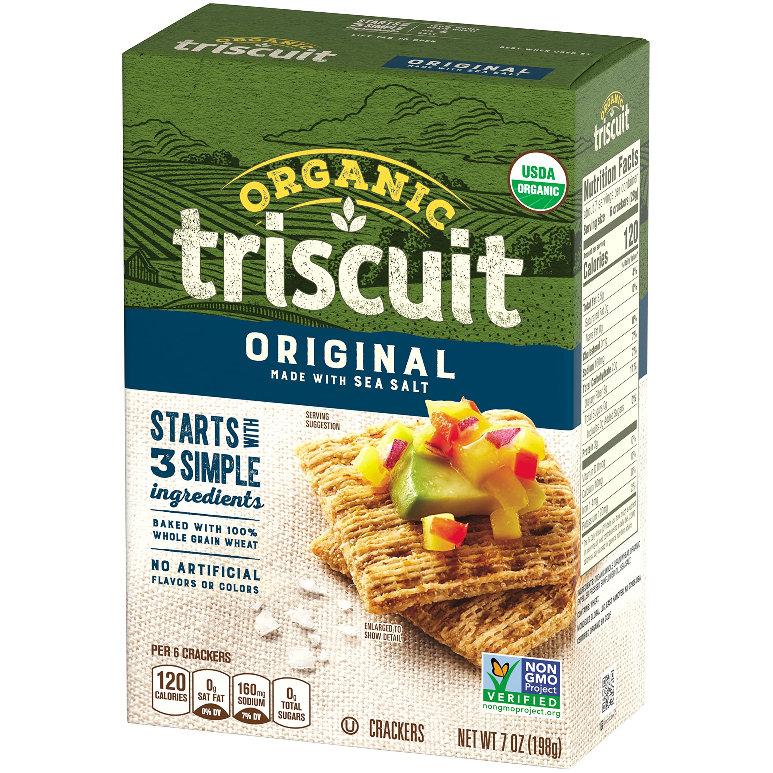 Triscuit Organic Original Whole Grain Wheat Crackers, Organic Crackers, Vegan Crackers, 6 - 7 oz Boxes