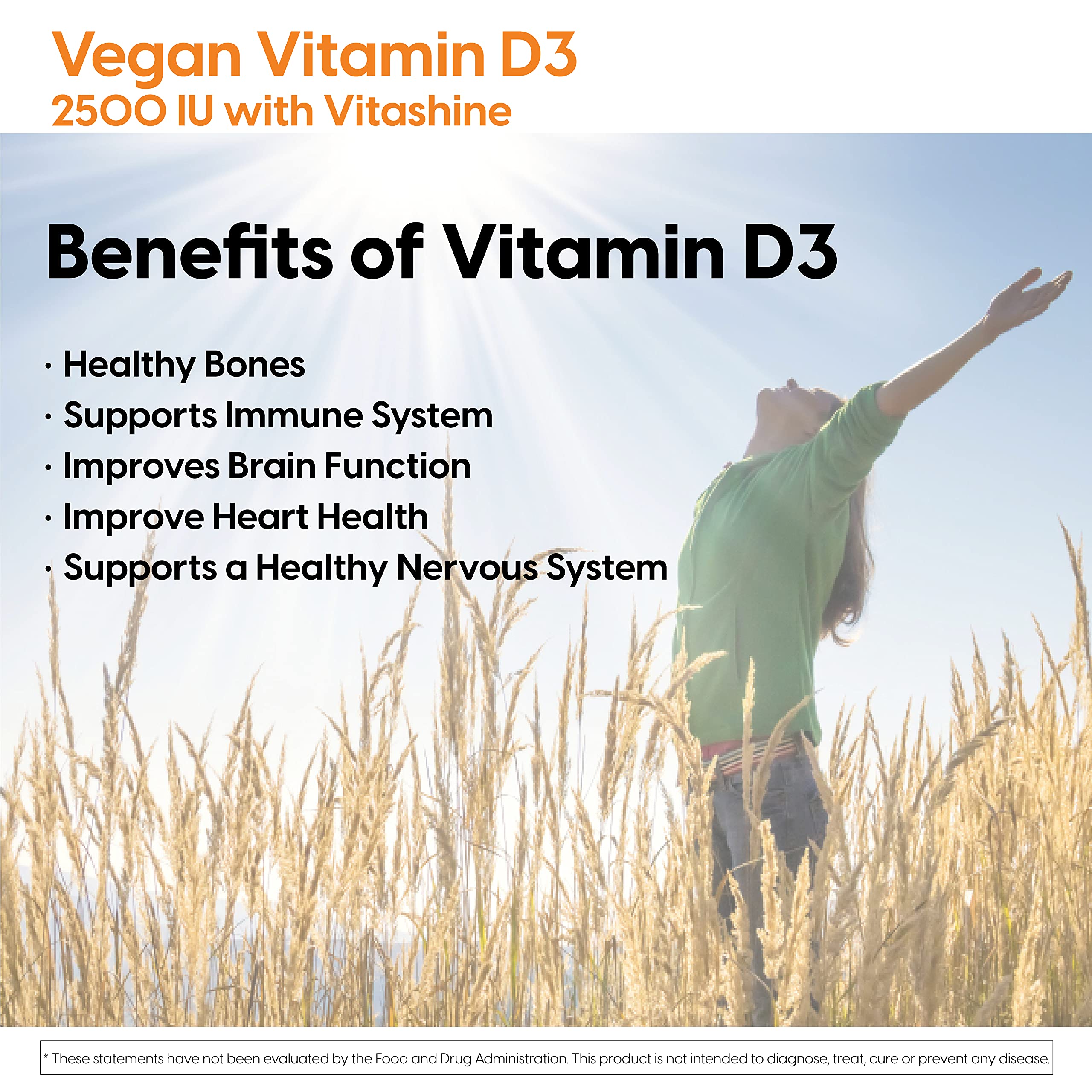 Doctor's Best Vitamin D3 2500IU with Vitashine D3, Non-GMO, Vegan, Gluten & Soy Free, Regulates Immune Function, Supports Healthy Bones, 60 Count