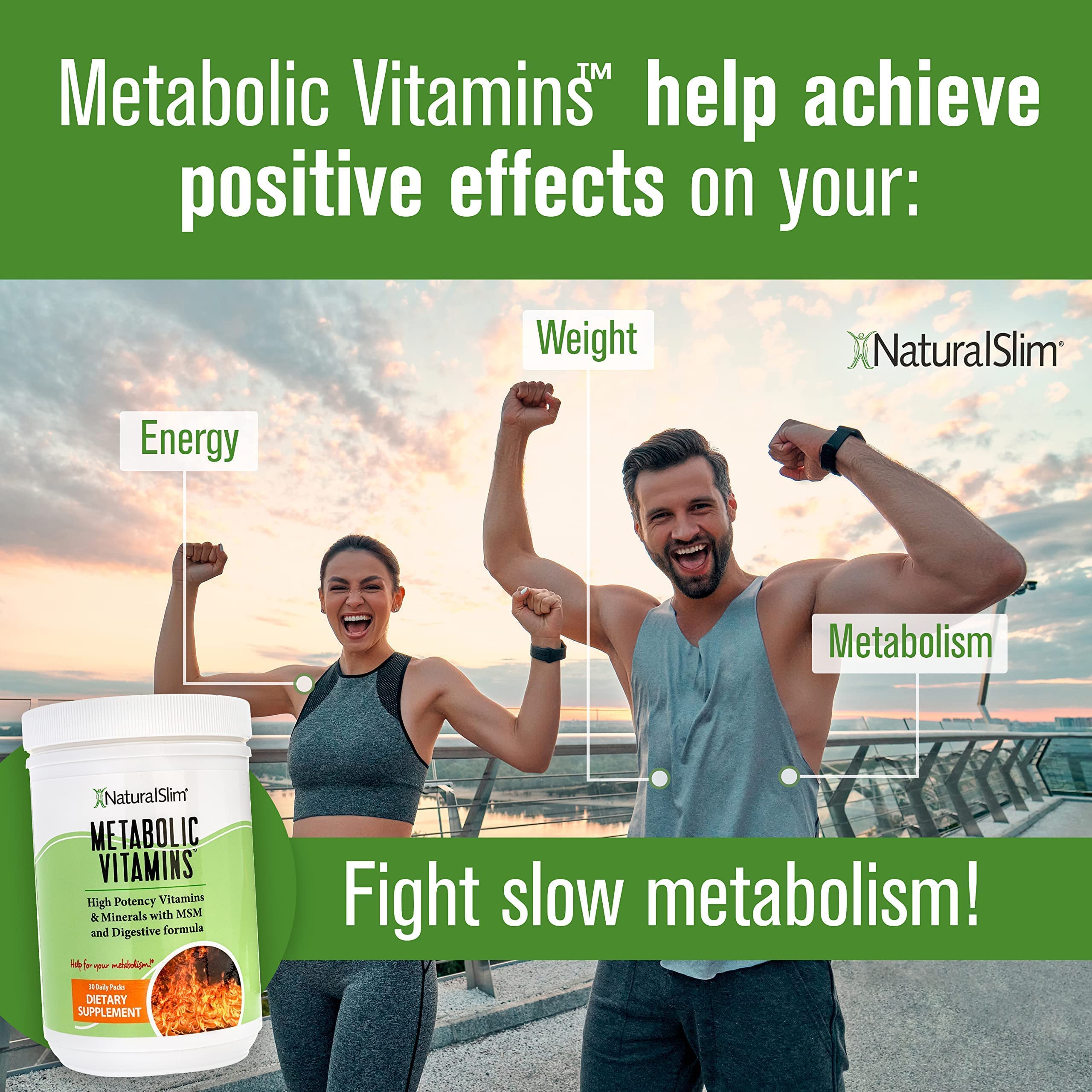 NaturalSlim Metabolic Vitamins - Combination of High Potency Multivitamins, Minerals, B Complex, Msm, & Digestive Formula Supplements for Men & Women - Energy & Metabolism Support - 2 Pack