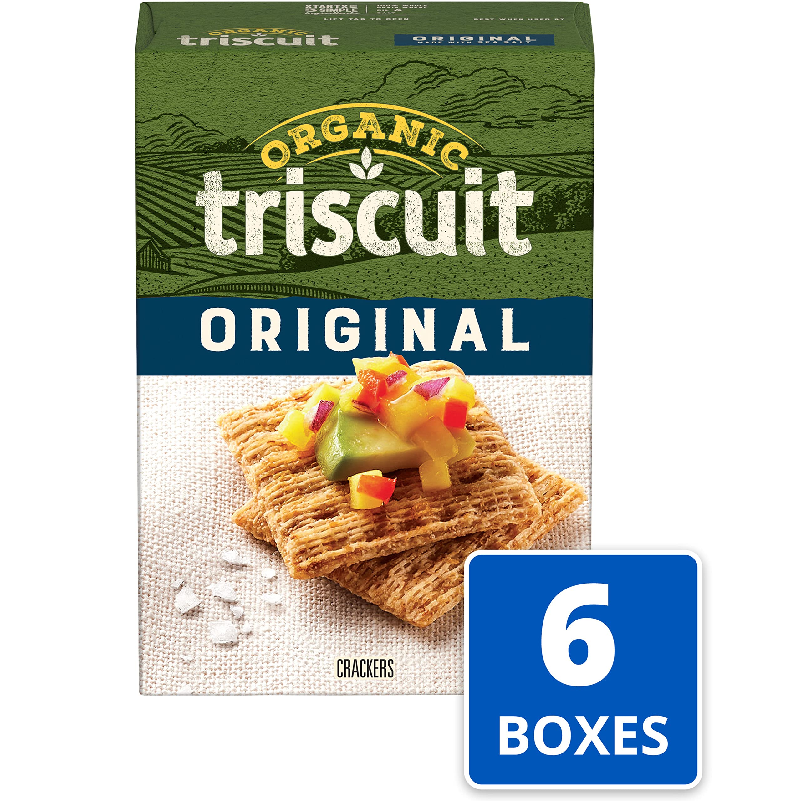 Triscuit Organic Original Whole Grain Wheat Crackers, Organic Crackers, Vegan Crackers, 6 - 7 oz Boxes