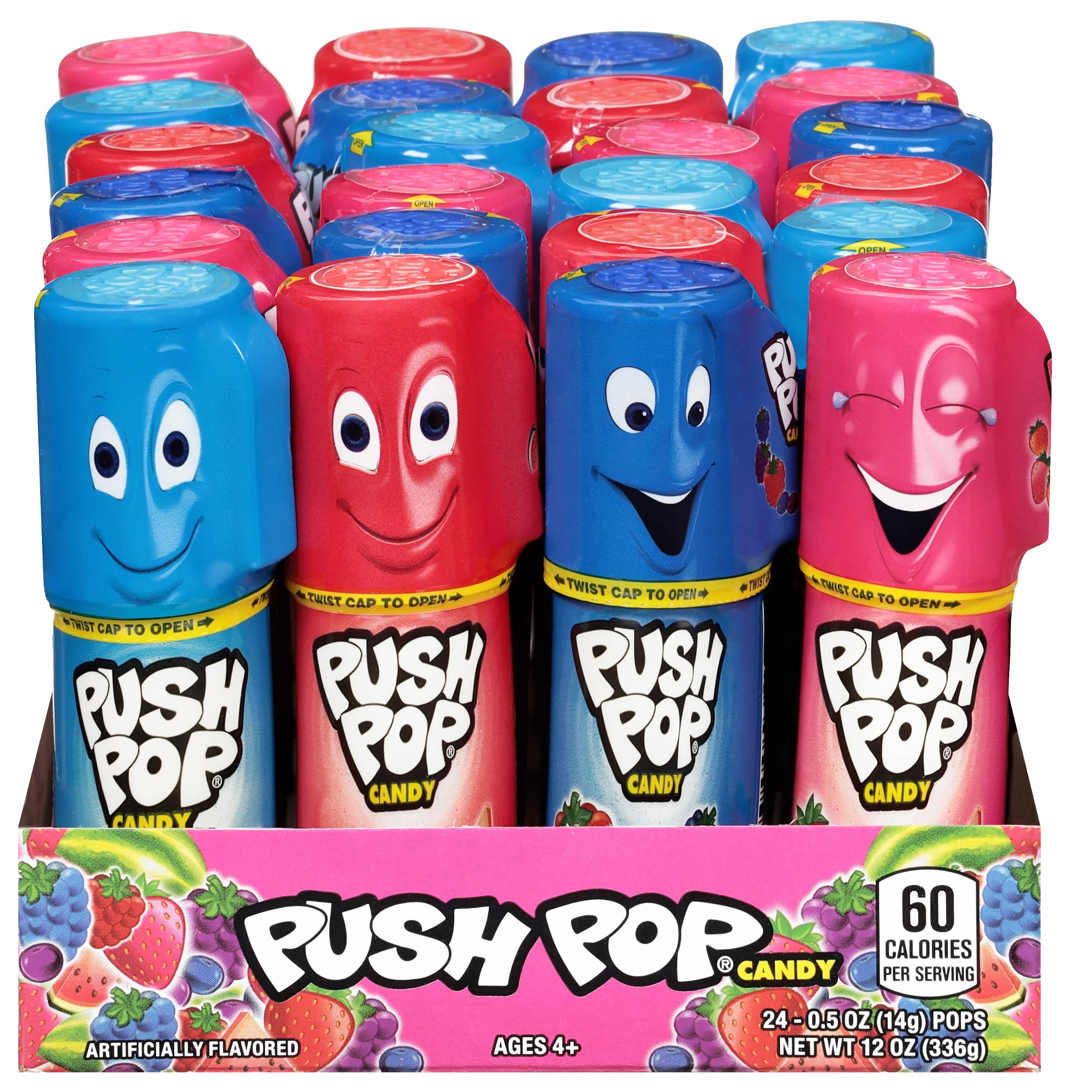 Push Pop Individually Wrapped Bulk Easter Lollipop Variety Party Pack - 24 Count Lollipop Suckers in Assorted Fruity Flavors - Candy Easter Basket Stuffers For Kids Candy Gifts and Easter Party Favors