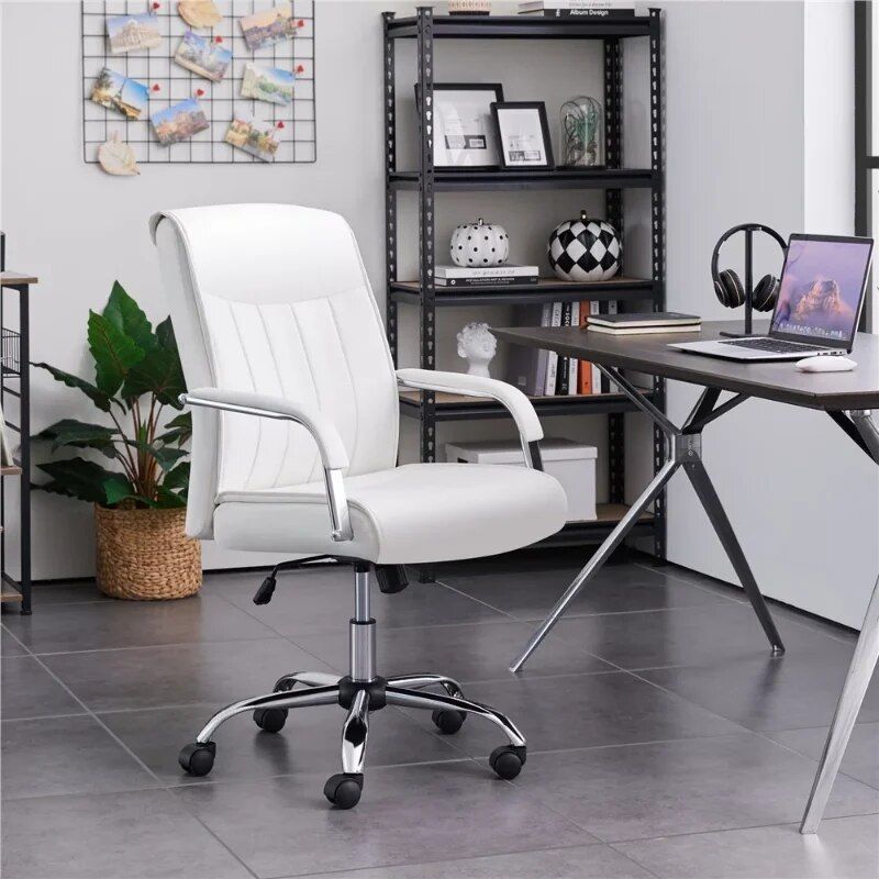 Deluxe 22.5" Executive Office Chair - Adjustable & Swivel, High-Back Faux Leather, 300 Lbs Capacity