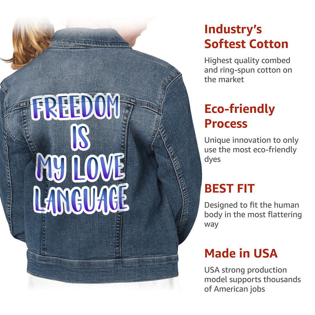 Freedom Kids' Denim Jacket - Cute Graphic Jean Jacket - Cool Design Denim Jacket for Kids