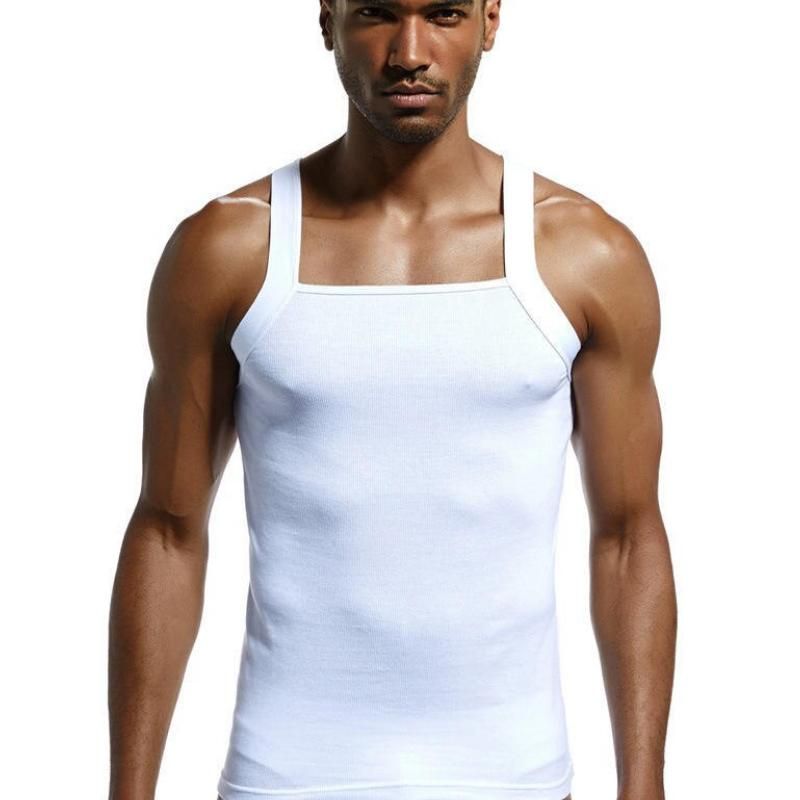 Men's Square-Cut Cotton Ribbed Tank Tops