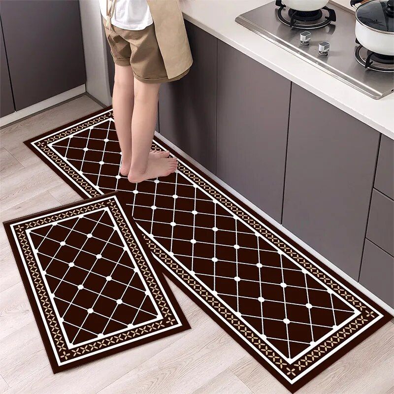 Geometric Polyester Kitchen Rug