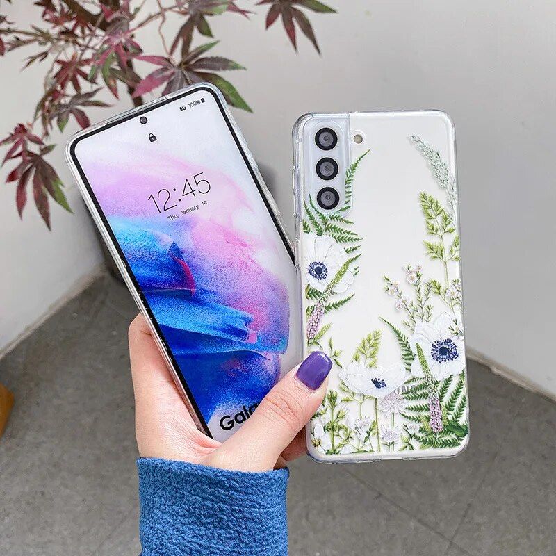 Ultra Clear Floral Painted Silicone Phone Case for Samsung Galaxy S Series