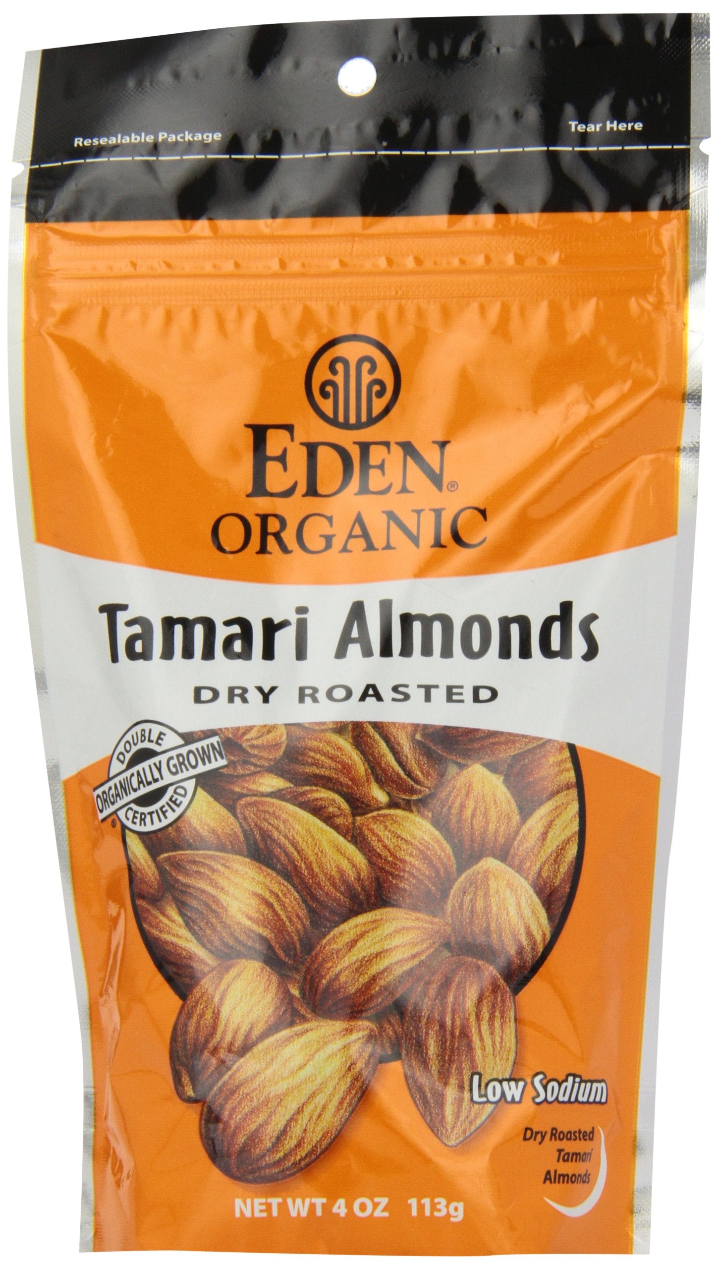 Eden Organic Tamari Almonds, Dry Roasted, 4-Ounce Package (Pack of 3)