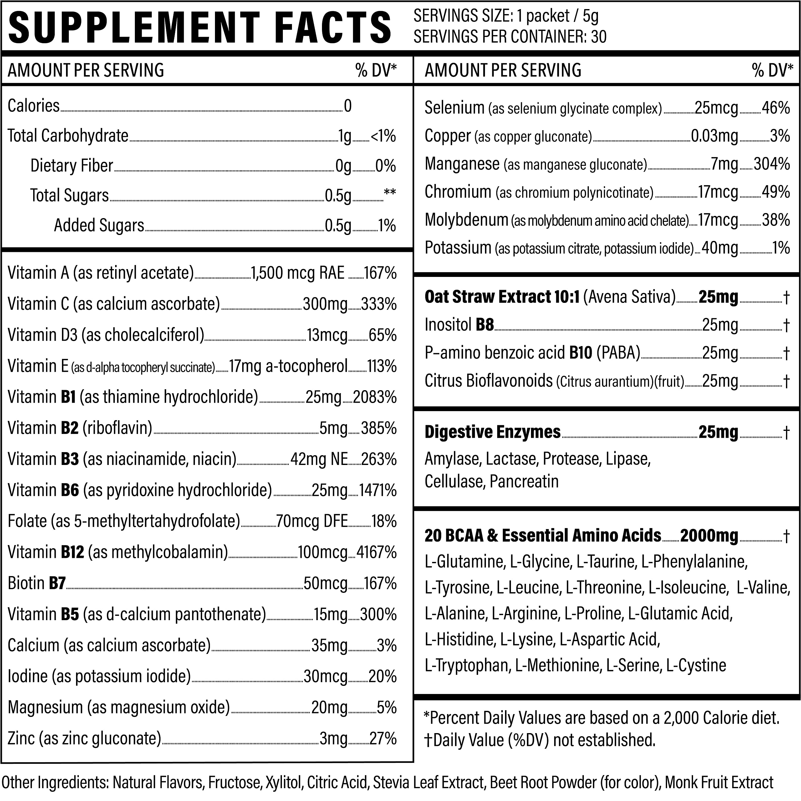 Vegan Superfood Daily Keto MultiVitamin for Men and Women BCAA BCCA Amino Acid Powder Packets Orange Mix Won't Upset Your Stomach Powdered Digestive Enzymes Vitamin B Natural Flavoring Energy Complex