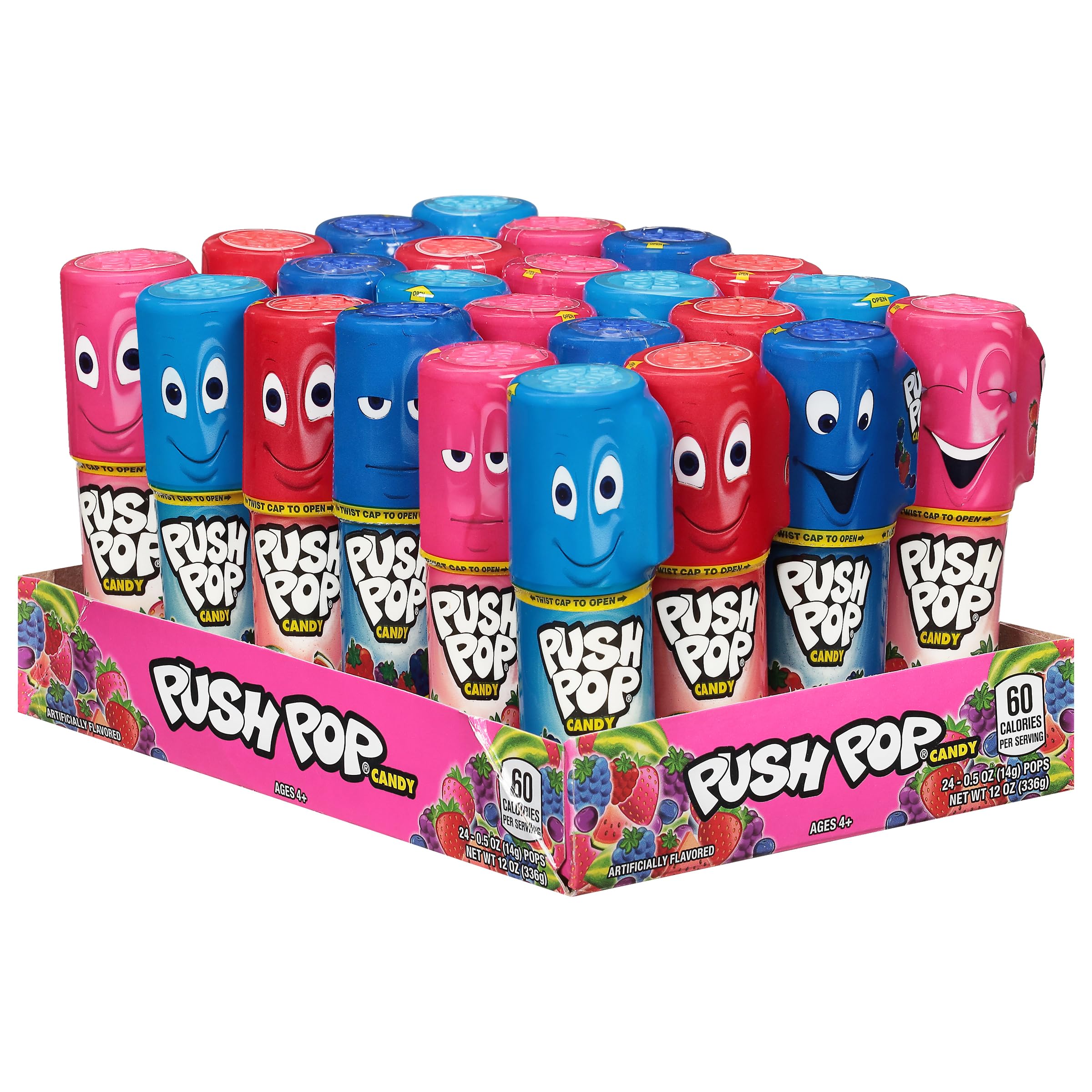 Push Pop Individually Wrapped Bulk Easter Lollipop Variety Party Pack - 24 Count Lollipop Suckers in Assorted Fruity Flavors - Candy Easter Basket Stuffers For Kids Candy Gifts and Easter Party Favors