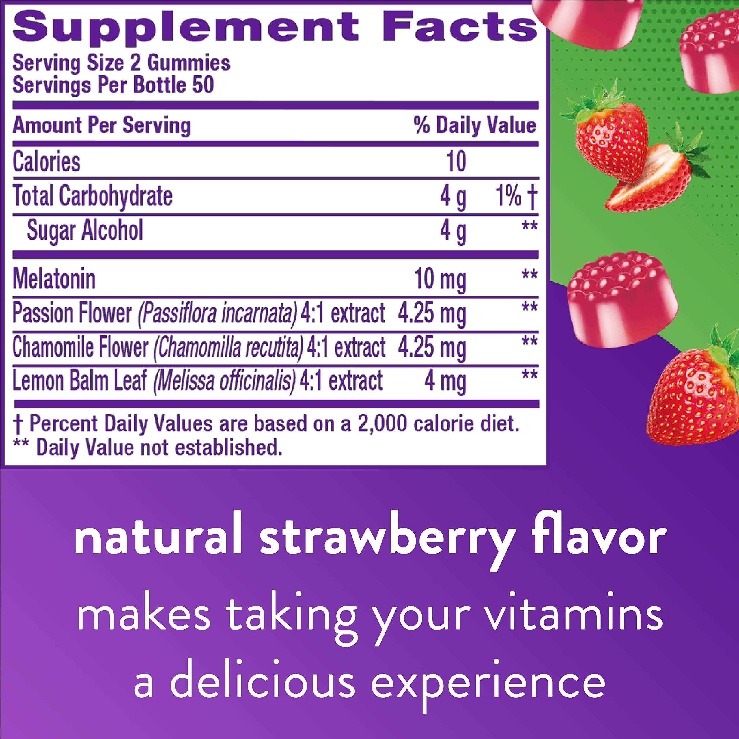 Vitafusion Max Strength Melatonin Gummy Supplements, Strawberry Flavored, 10 mg Melatonin Sleep Supplements, America’s Number 1 Gummy Vitamin Brand, 50 Day Supply, 100 Count