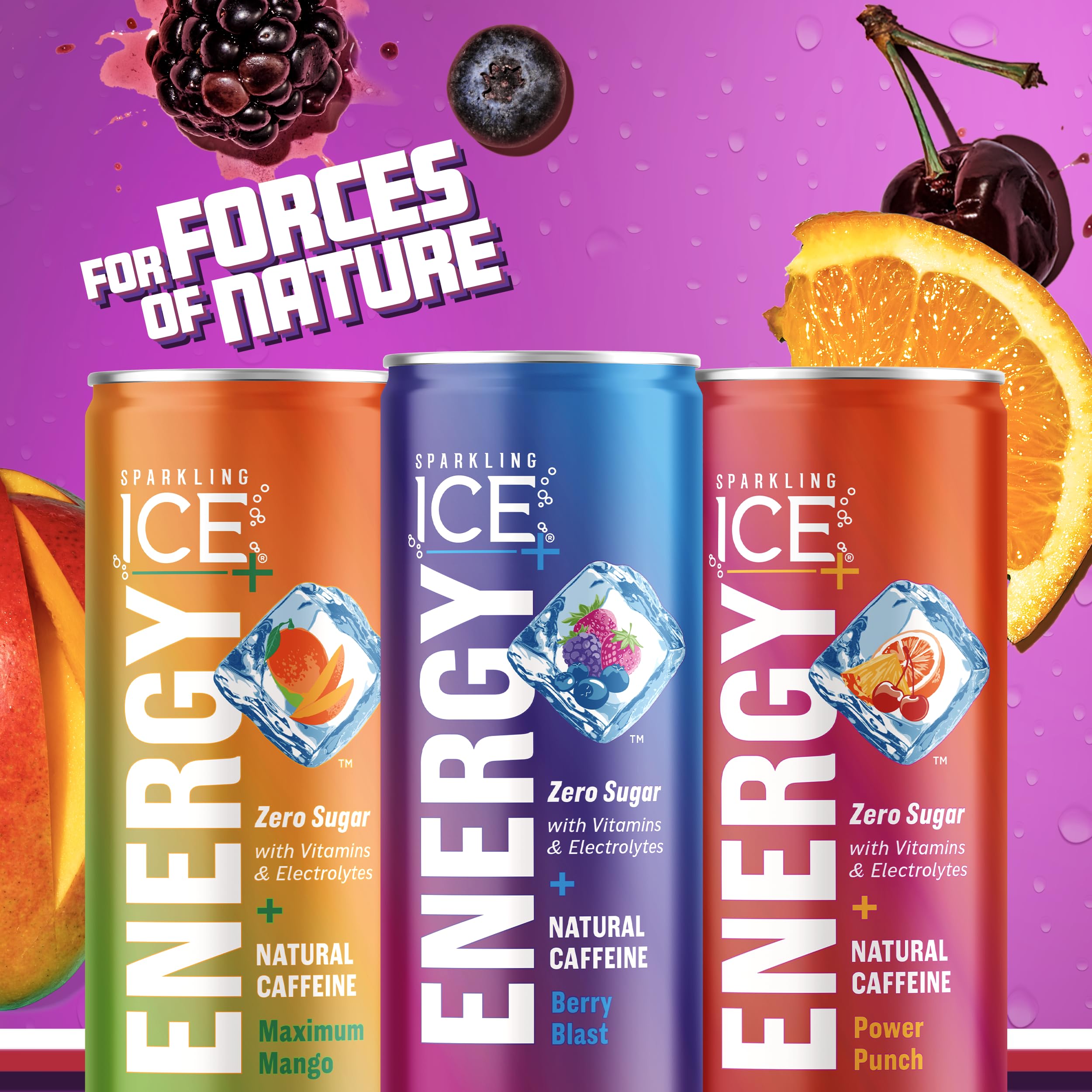 Sparkling Ice +ENERGY Berry Blast Sparkling Water. Energy drinks with Vitamins & Electrolytes, Zero Sugar, 12 fl oz Cans (Pack of 12)