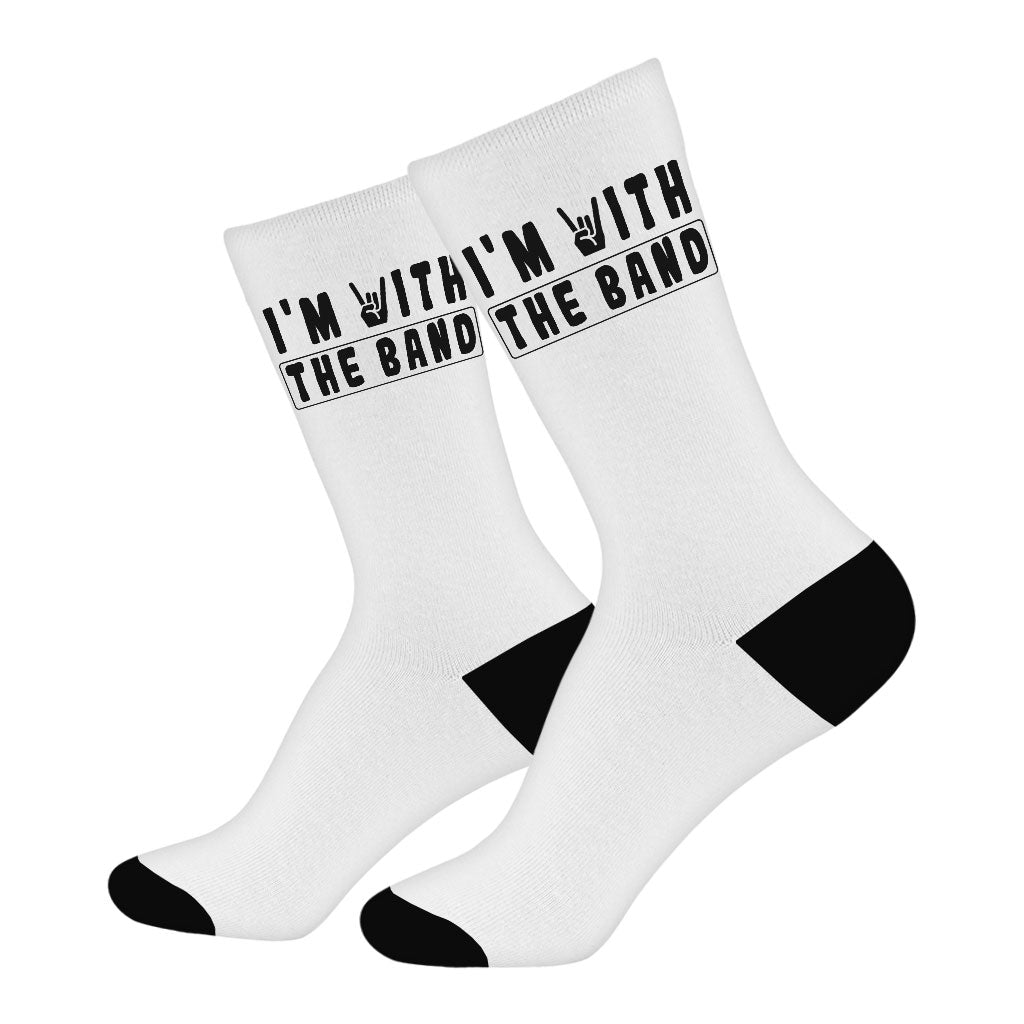 I'm With the Band Socks - Cool Trendy Novelty Socks - Printed Crew Socks