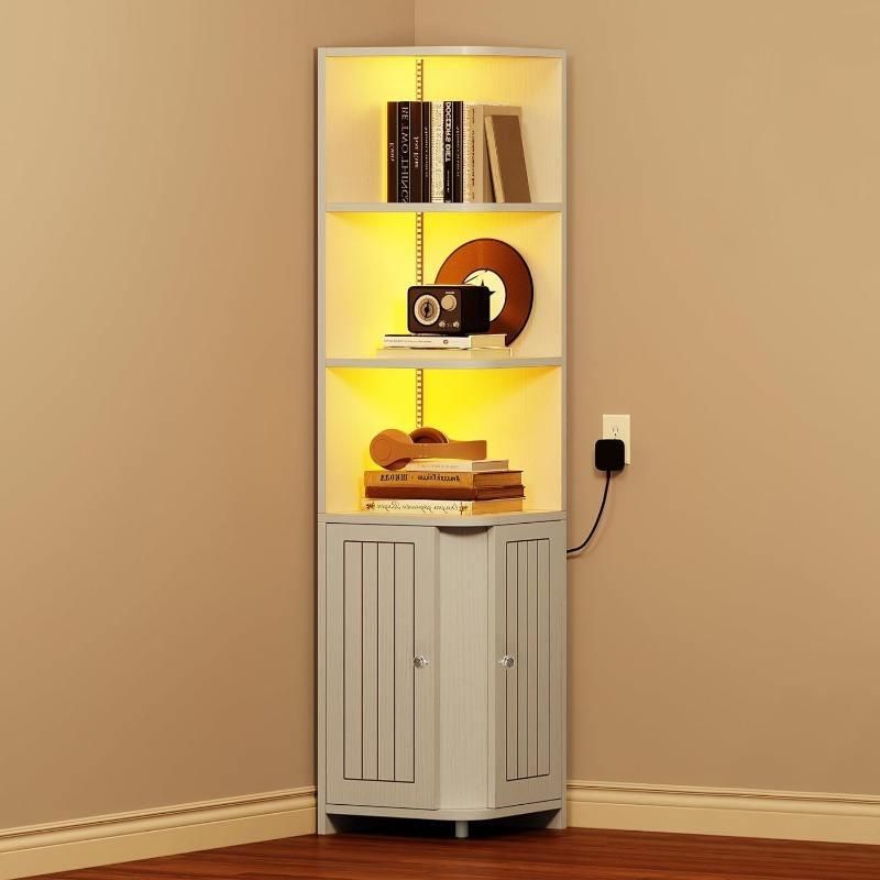 Modern LED-Lit Corner Cabinet