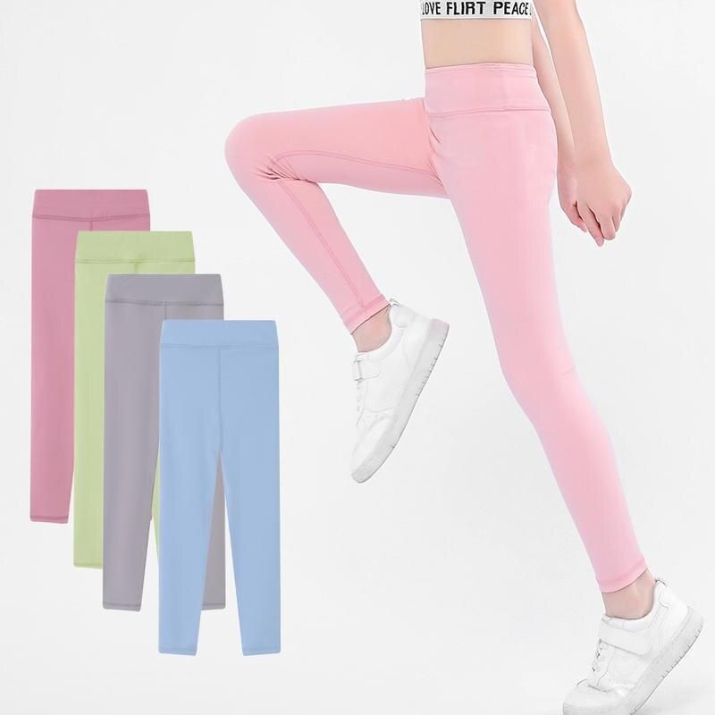 Chic High-Waist Sporty Leggings for Girls 4-11 Years - Versatile Yoga & Casual Wear