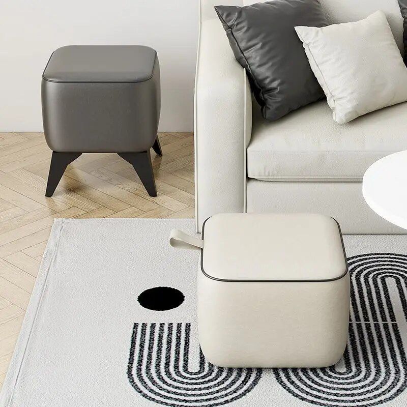 Modern Minimalist Leather Stool Ottoman