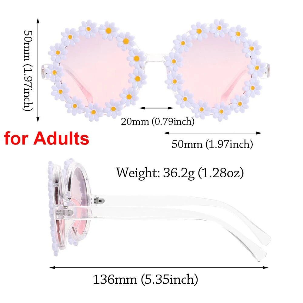 Trendy Daisy Flower Sunglasses for Women - Fun Retro Round Sunnies for Festivals and Parties