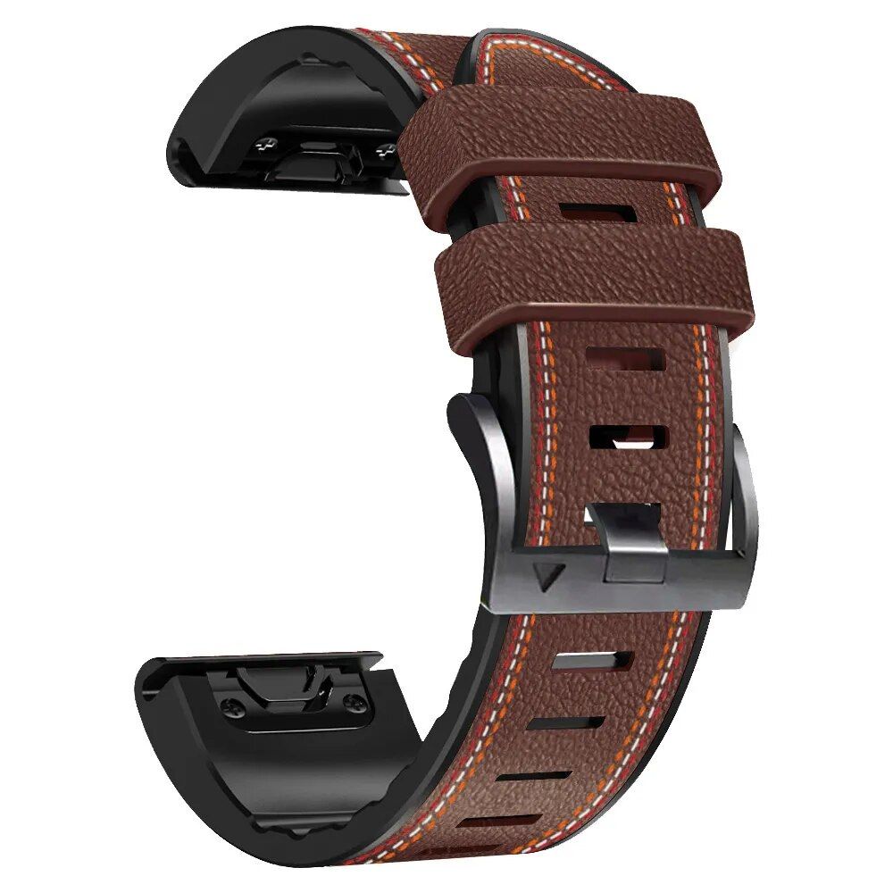 QuickFit Leather & Silicone Strap for Garmin Fenix Series - 22mm/26mm