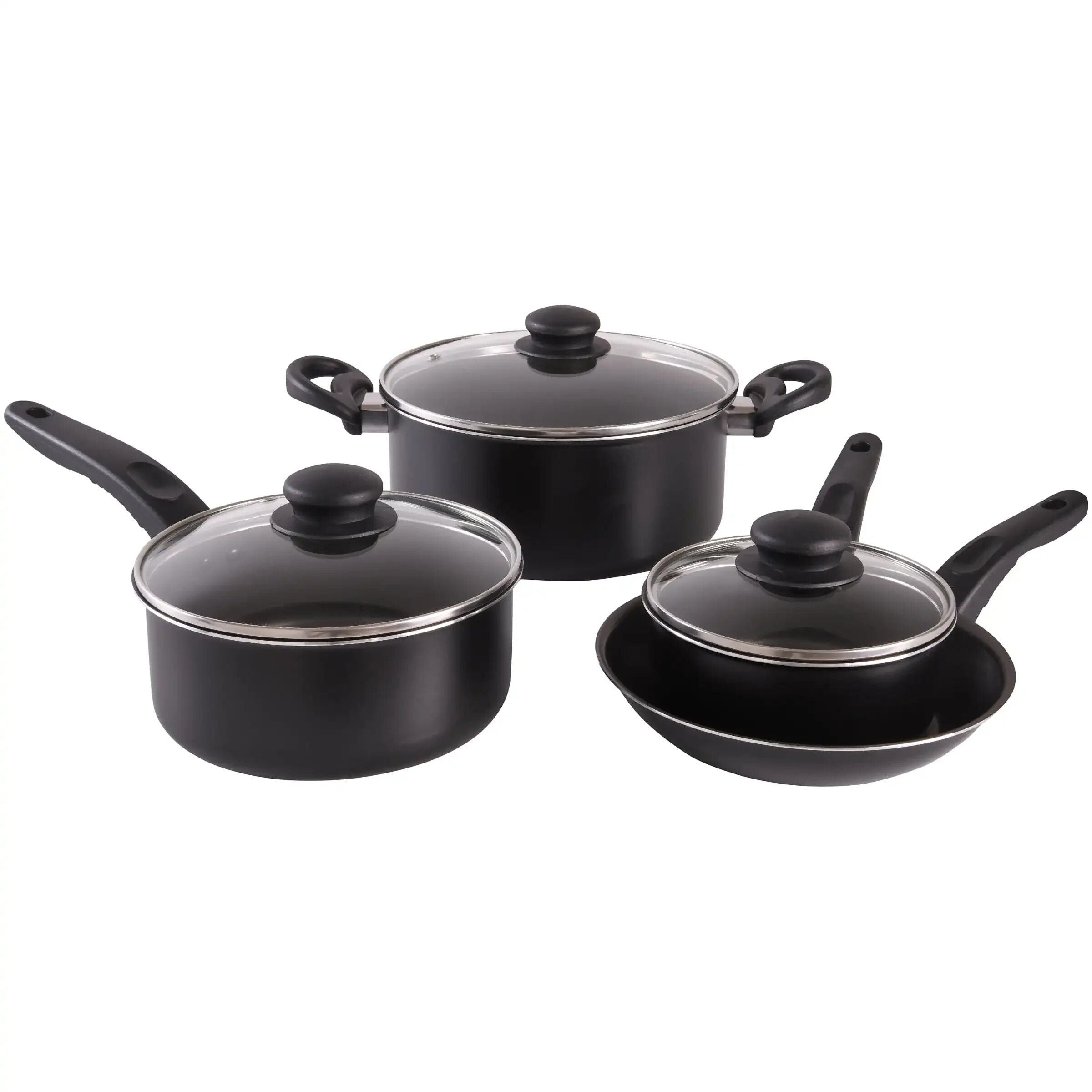 7-Piece Black Nonstick Aluminum Cookware Set