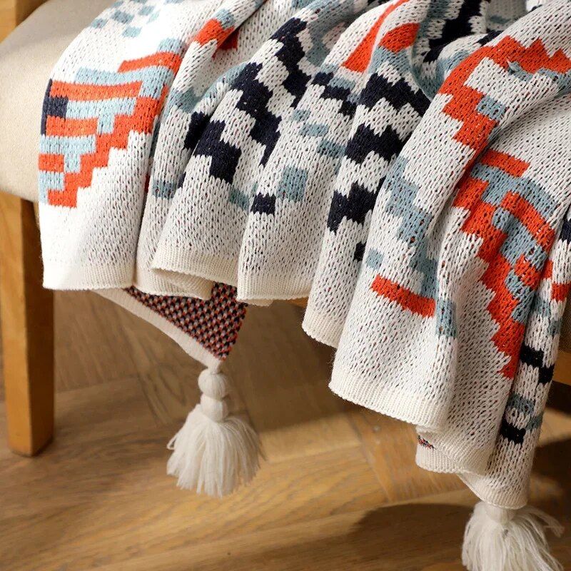 Bohemian Nordic Knitted Blanket