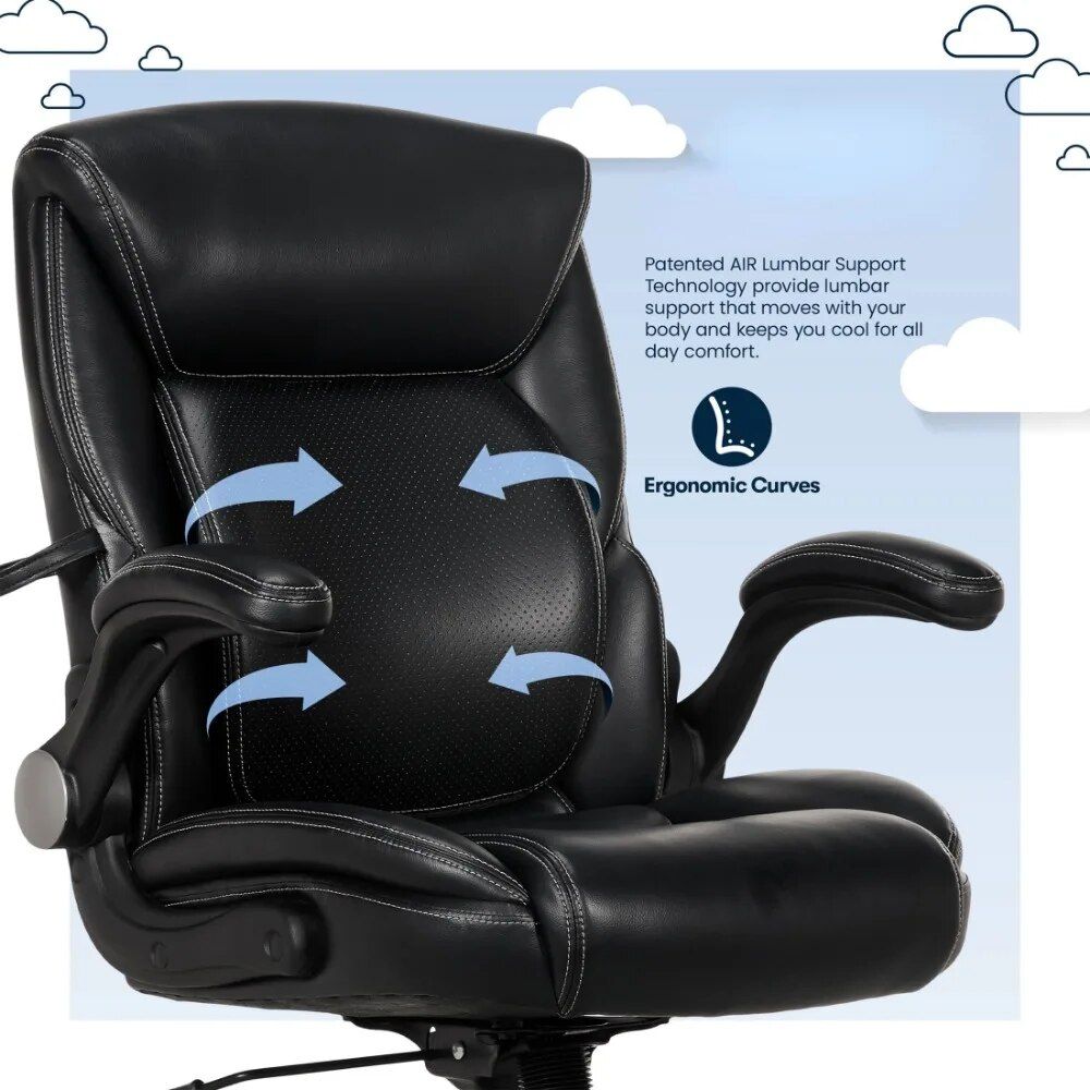 Luxurious Air Lumbar Leather Office Chair: Ergonomic, Adjustable, and Rotatable