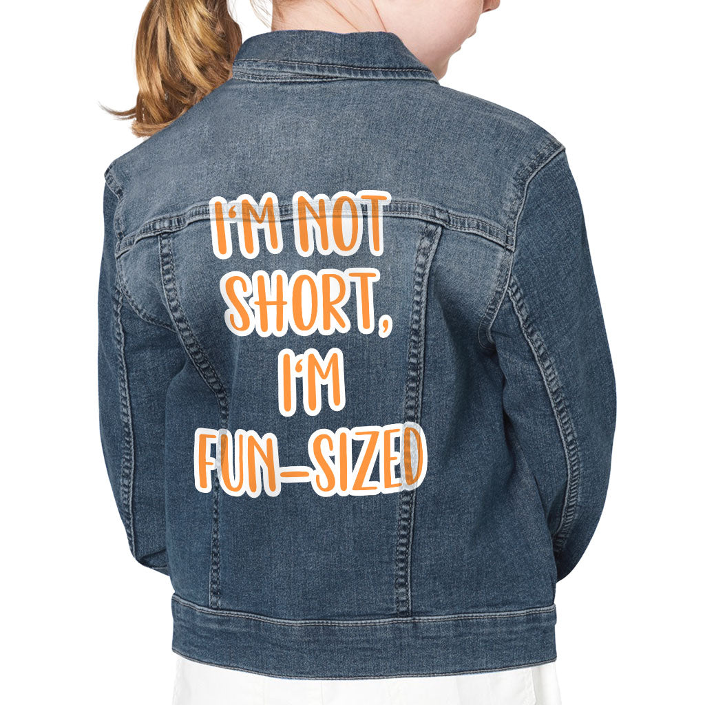 I'm not Short I'm Fun Sized Kids' Denim Jacket - Funny Quote Jean Jacket - Printed Denim Jacket for Kids