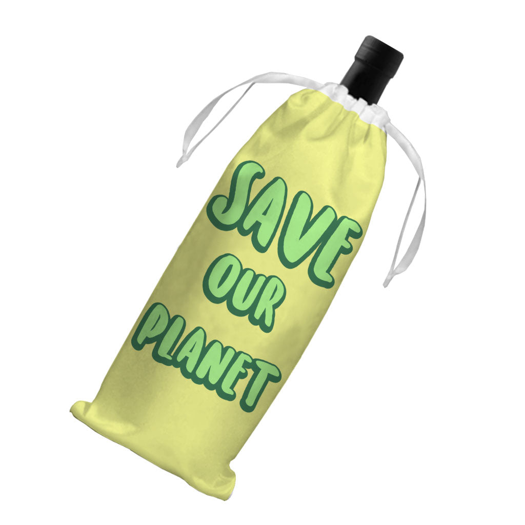 Save the Planet Wine Tote Bag - Earth Day Wine Tote Bag - Trendy Wine Tote Bag