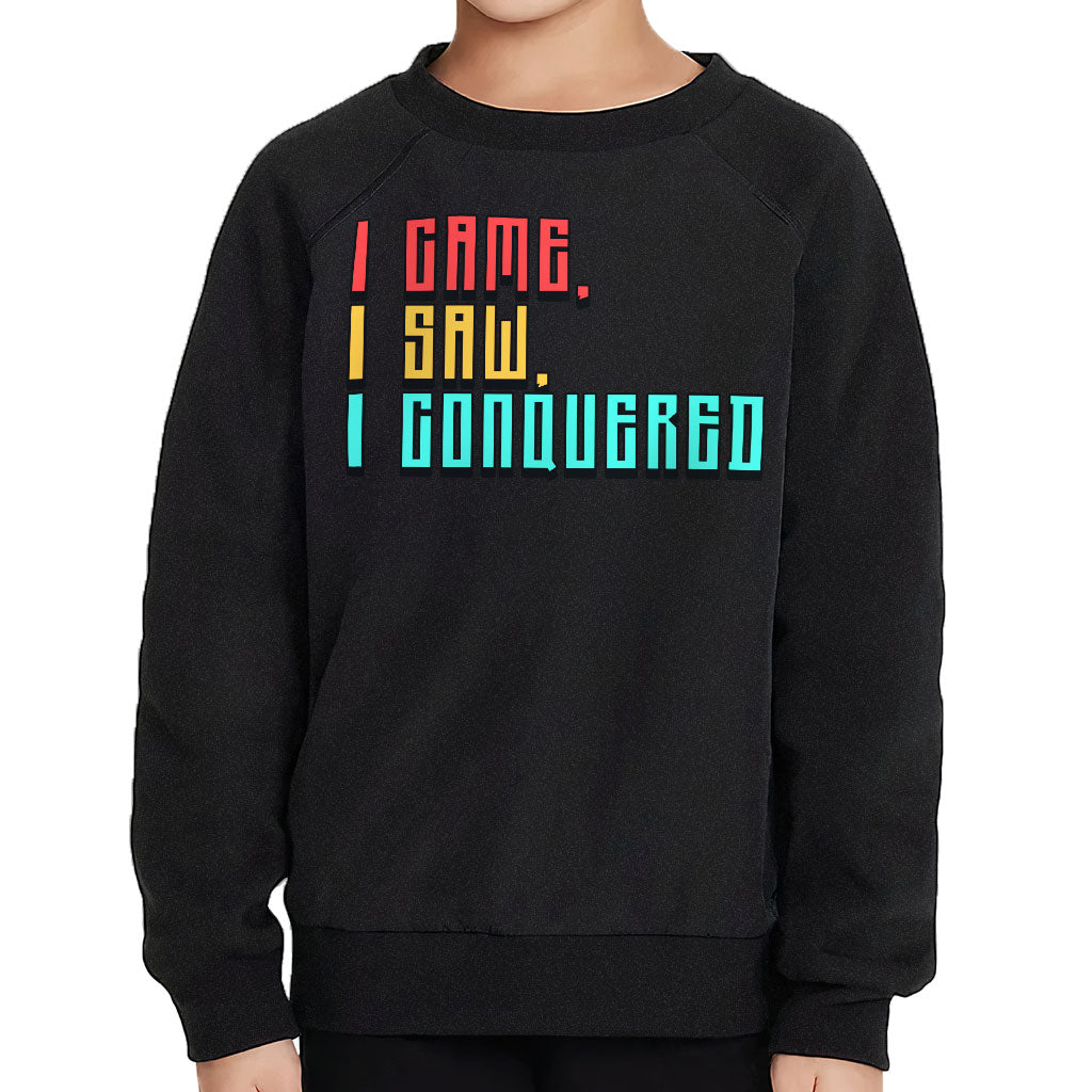 I Came I Saw I Conquered Toddler Raglan Sweatshirt - Cool Sponge Fleece Sweatshirt - Best Selling Kids' Sweatshirt