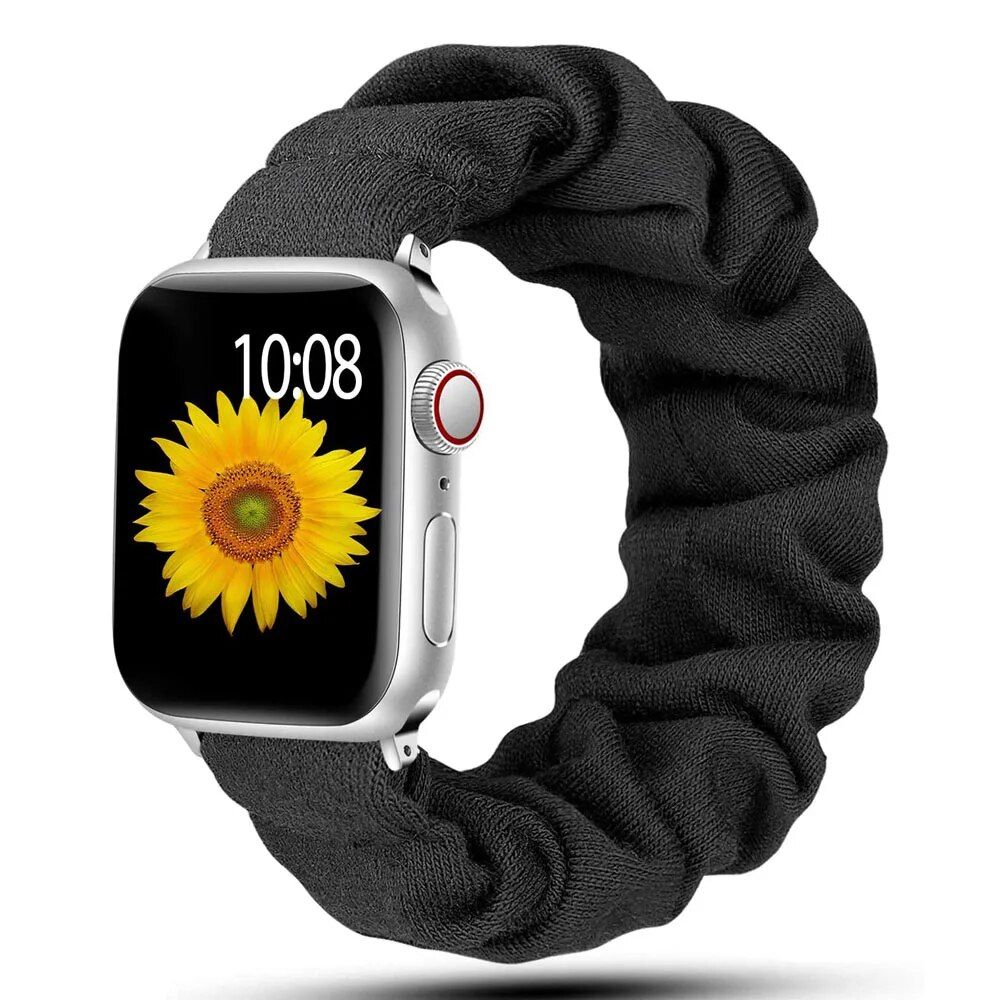 Elastic Scrunchie Apple Watch Band - Nylon Solo Loop Bracelet for All Series